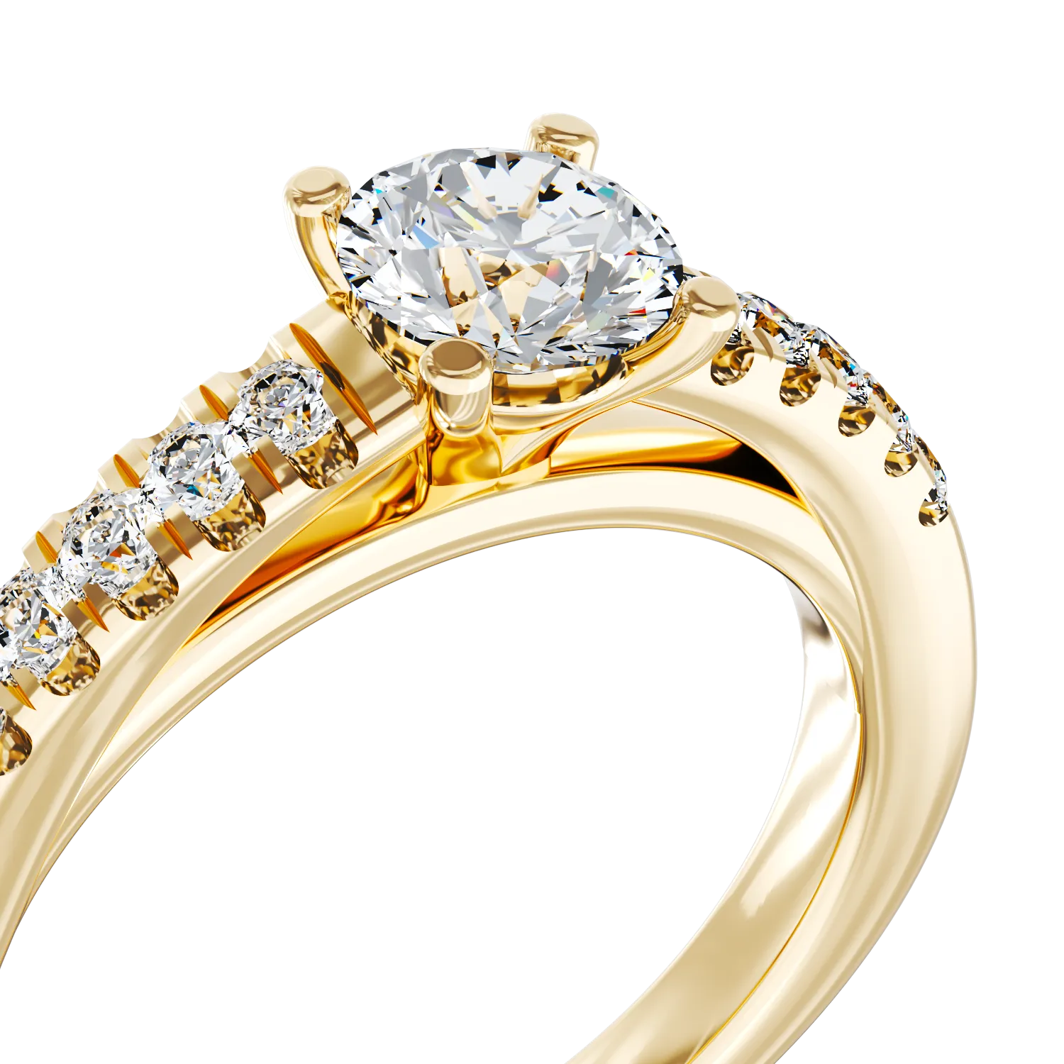 18K yellow gold engagement ring with 0.5ct diamond and 0.13ct diamonds