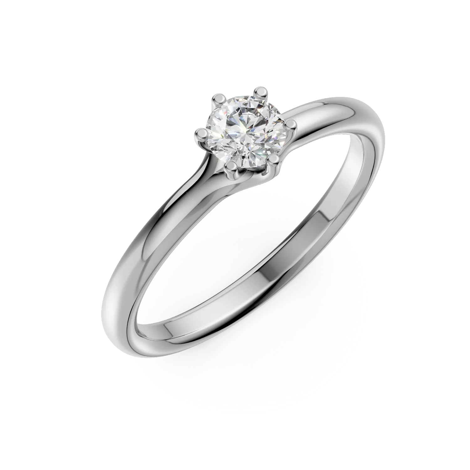 Inel de logodna din aur alb cu un diamant solitaire de 0.3ct