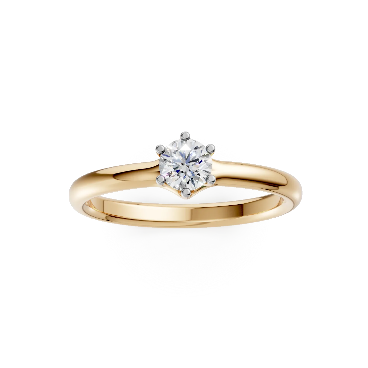 18K yellow gold engagement ring with 0.3ct diamond