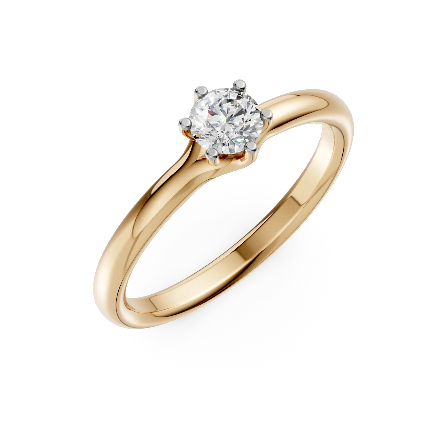 Inel de logodna din aur galben cu un diamant solitaire de 0.3ct