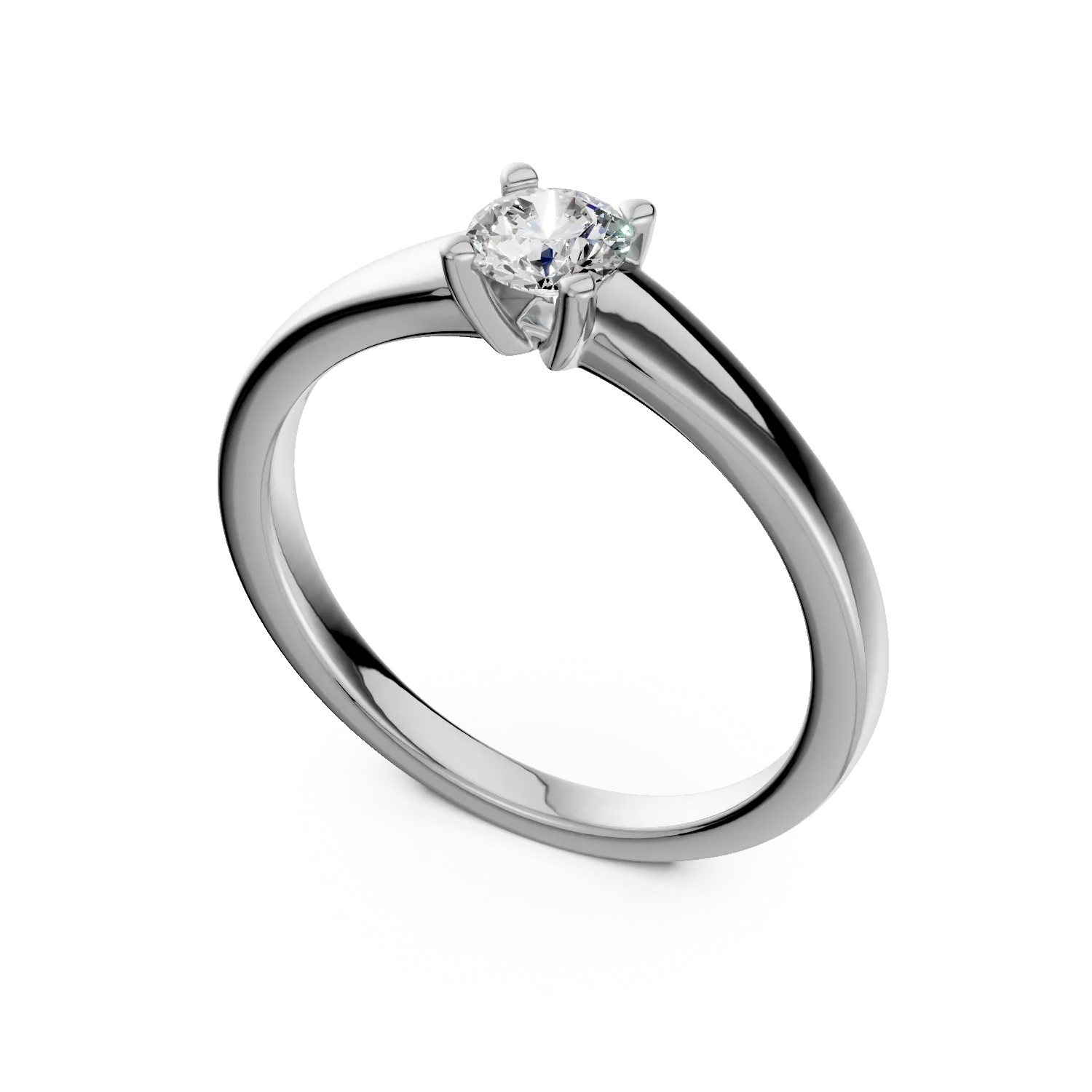 Inel de logodna din aur alb de 18K cu un diamant solitaire de 0.31ct