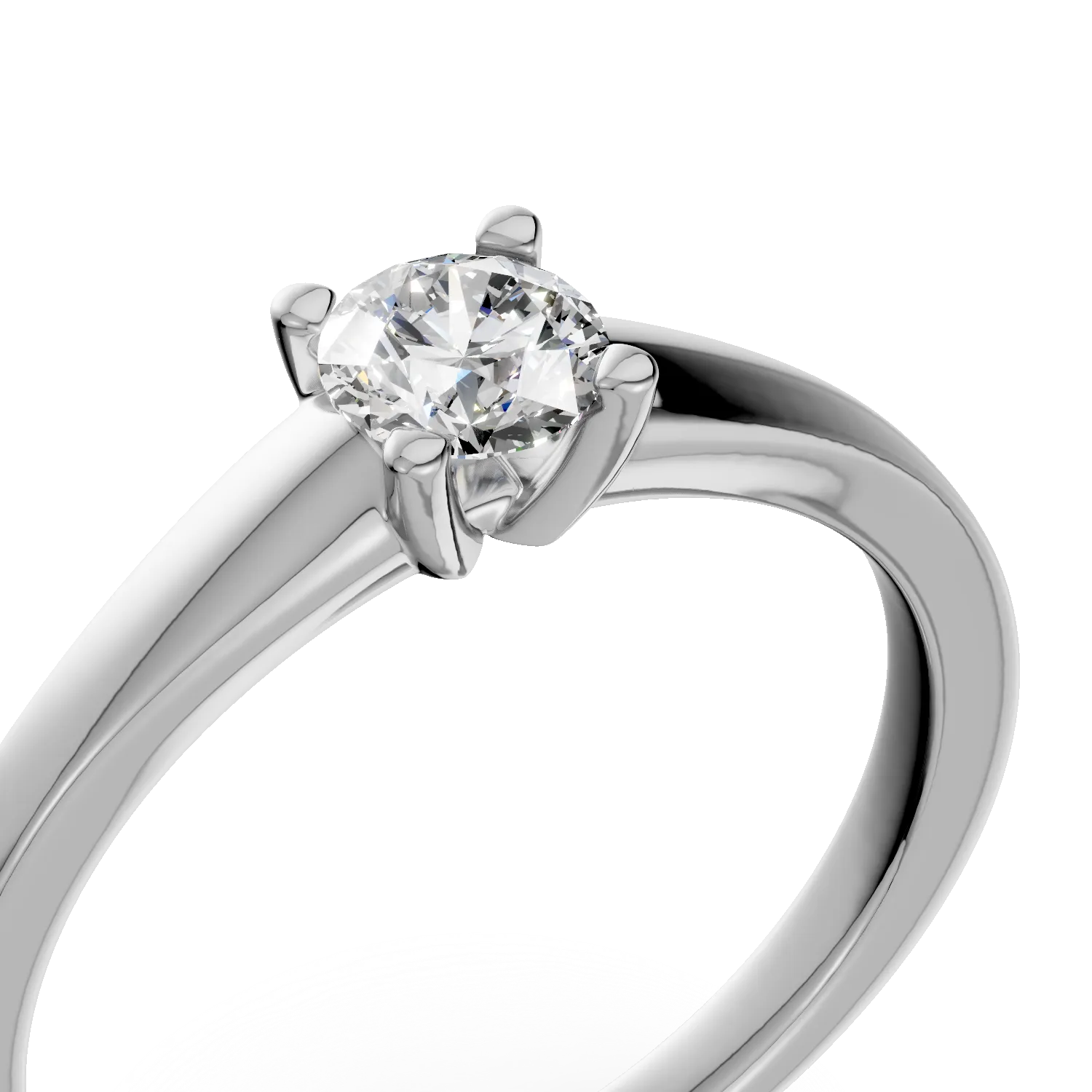 Inel de logodna din aur alb de 18K cu un diamant solitaire de 0.31ct