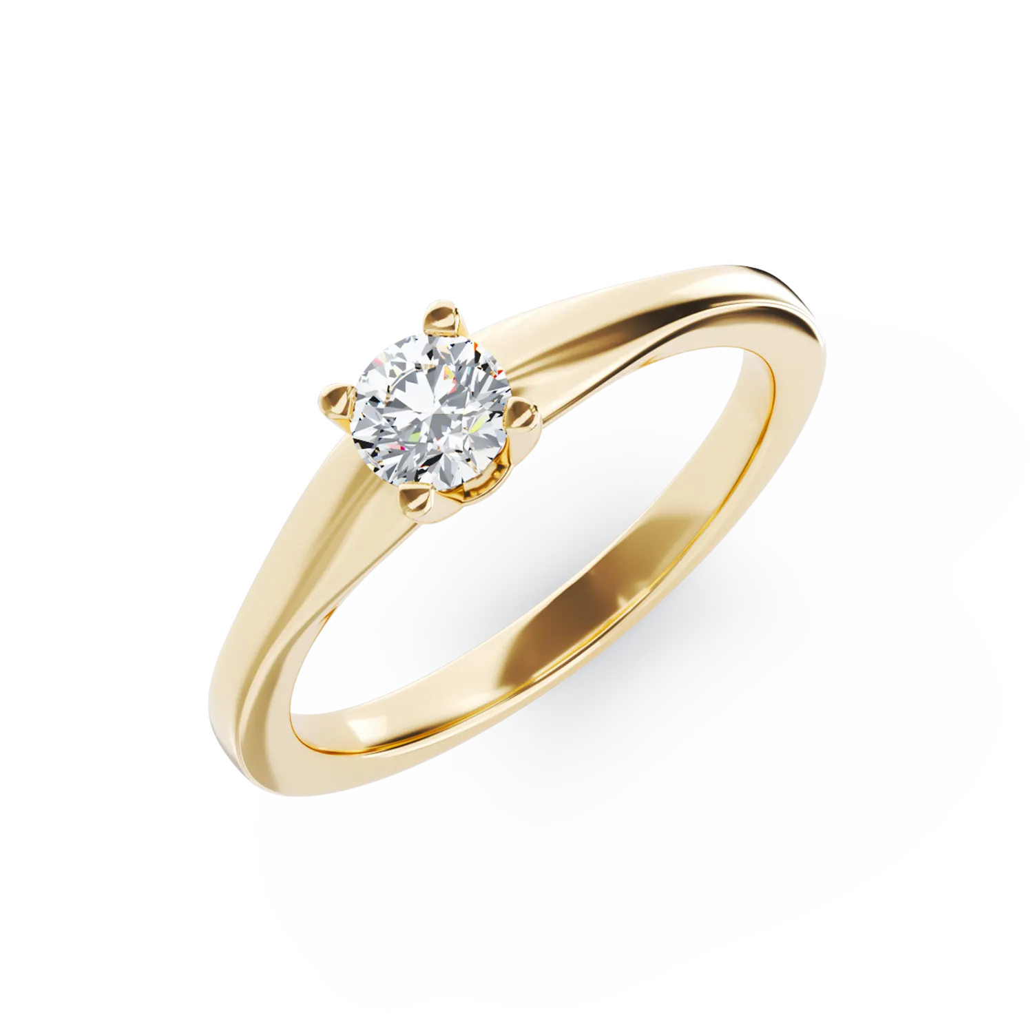 Eljegyzési gyűrű 18K-os sárga aranyból 0,305ct gyémánttal. Gramm: 2,65