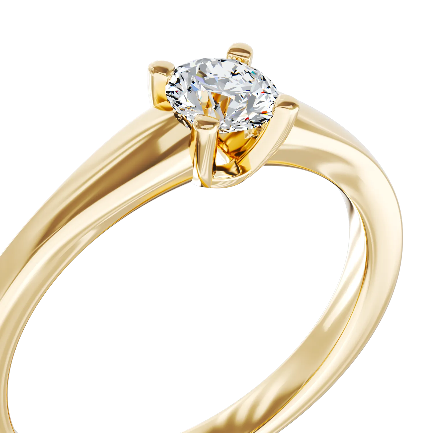 Pierścionek zaręczynowy z żółtego 18K złota z diamentem pasjansa 0.31ct