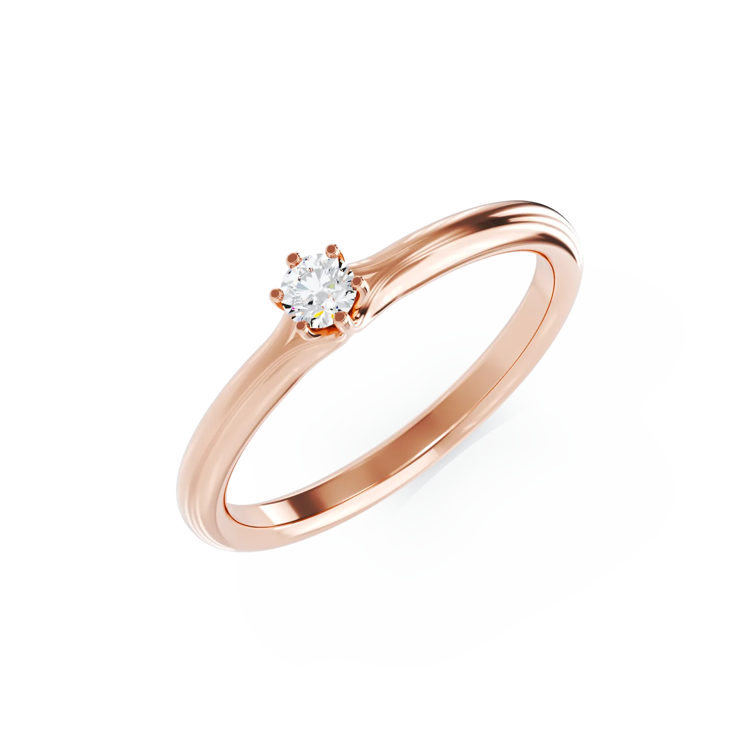 Inel de logodna din aur roz de 18K cu diamant de 0.11ct