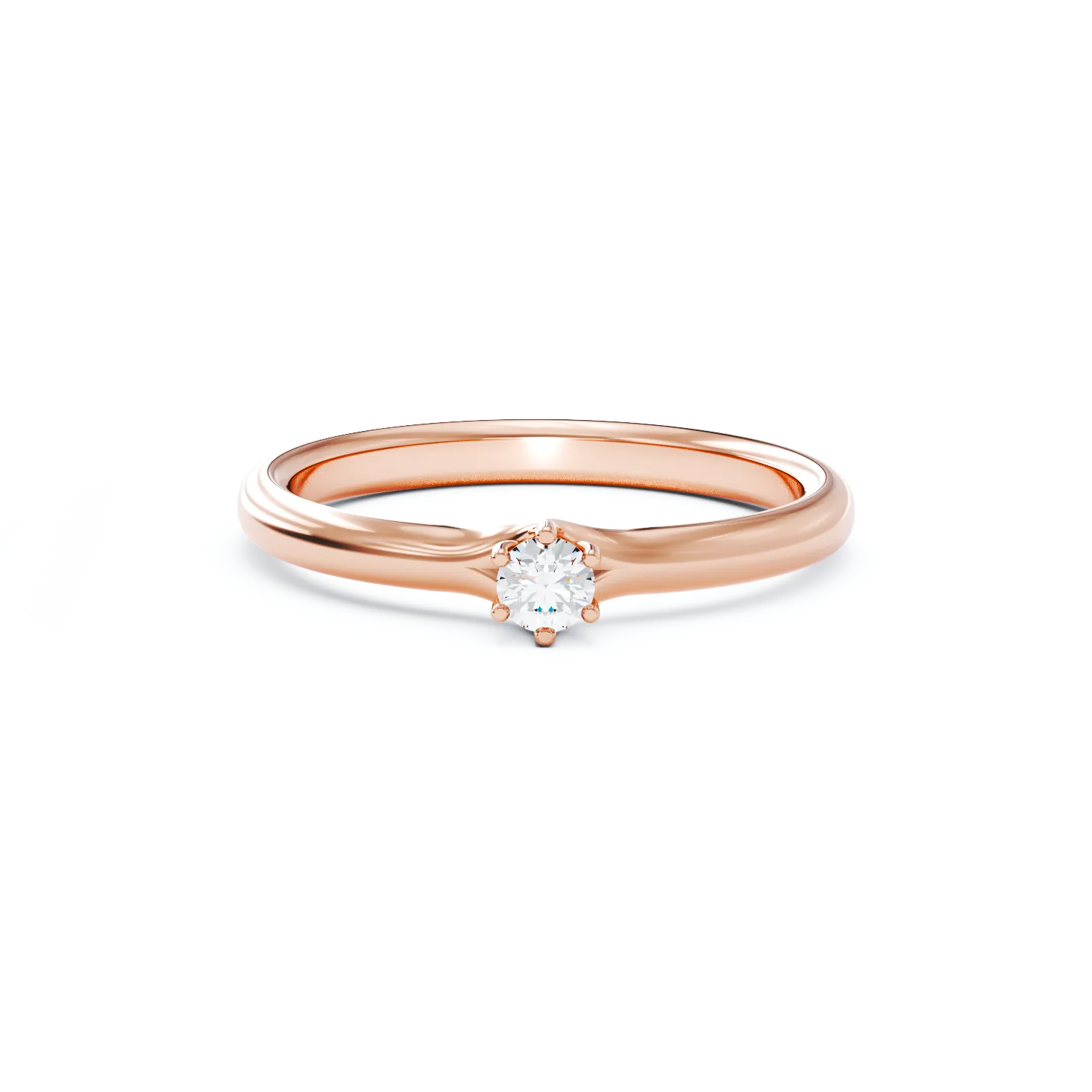 Годежен пръстен от 18K розово злато с диамант пасианс 0.11ct