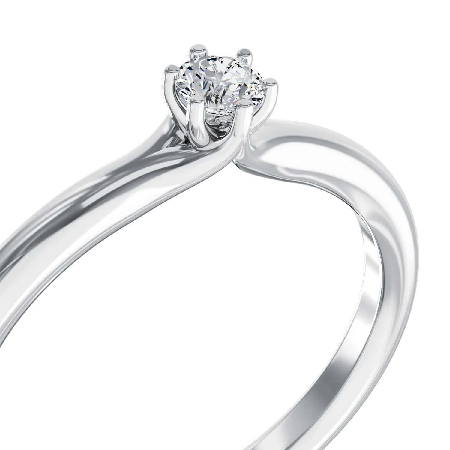 18K white gold engagement ring with a 0.101ct solitaire diamond
