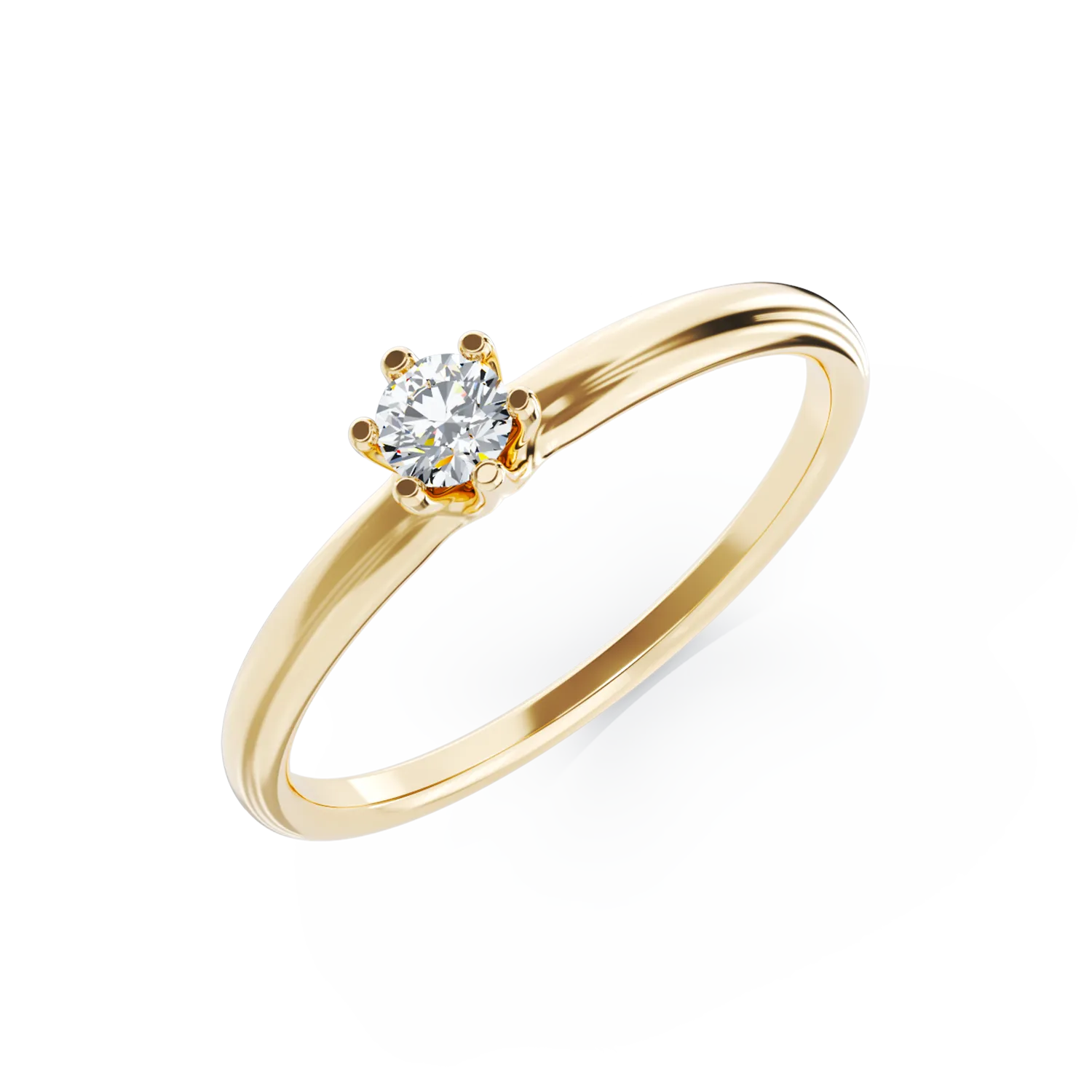 18K yellow gold engagement ring with a 0.105ct solitaire diamond