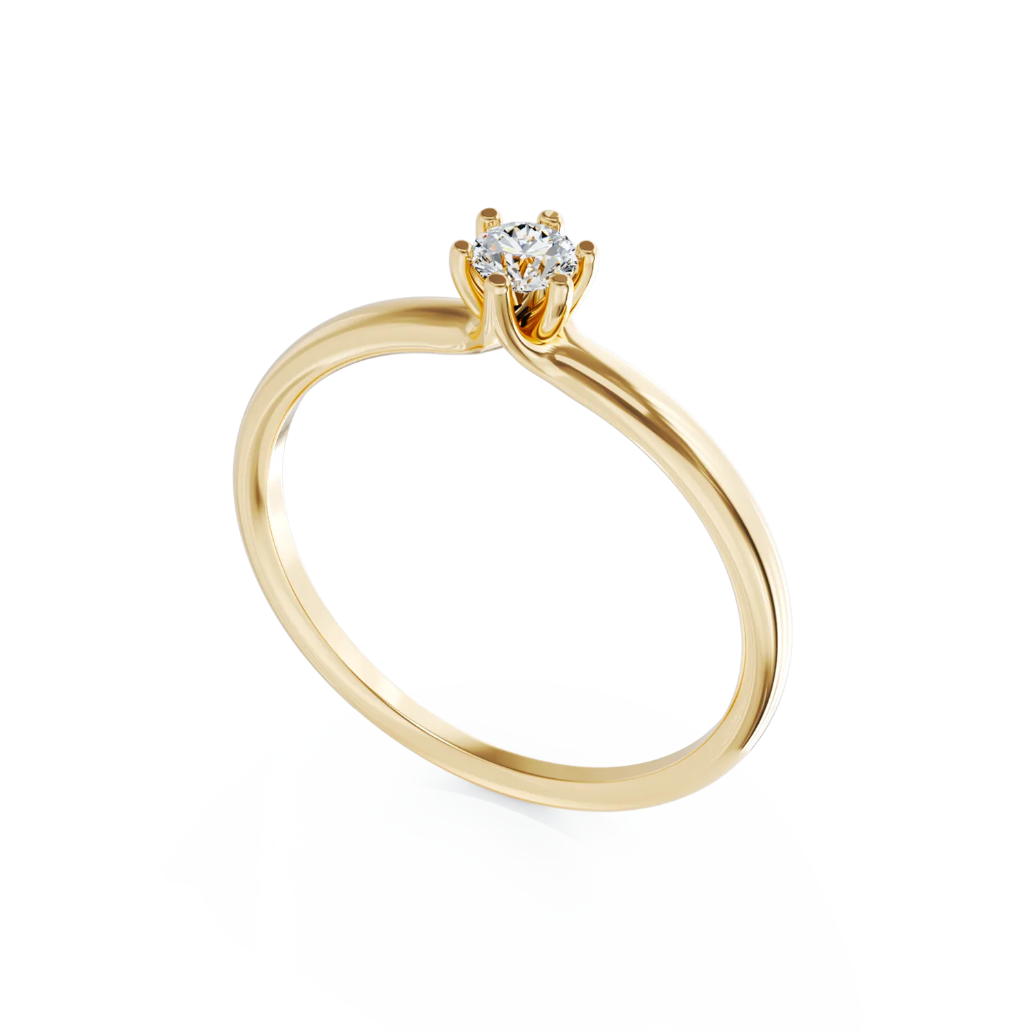 18K yellow gold engagement ring with a 0.11ct solitaire diamond