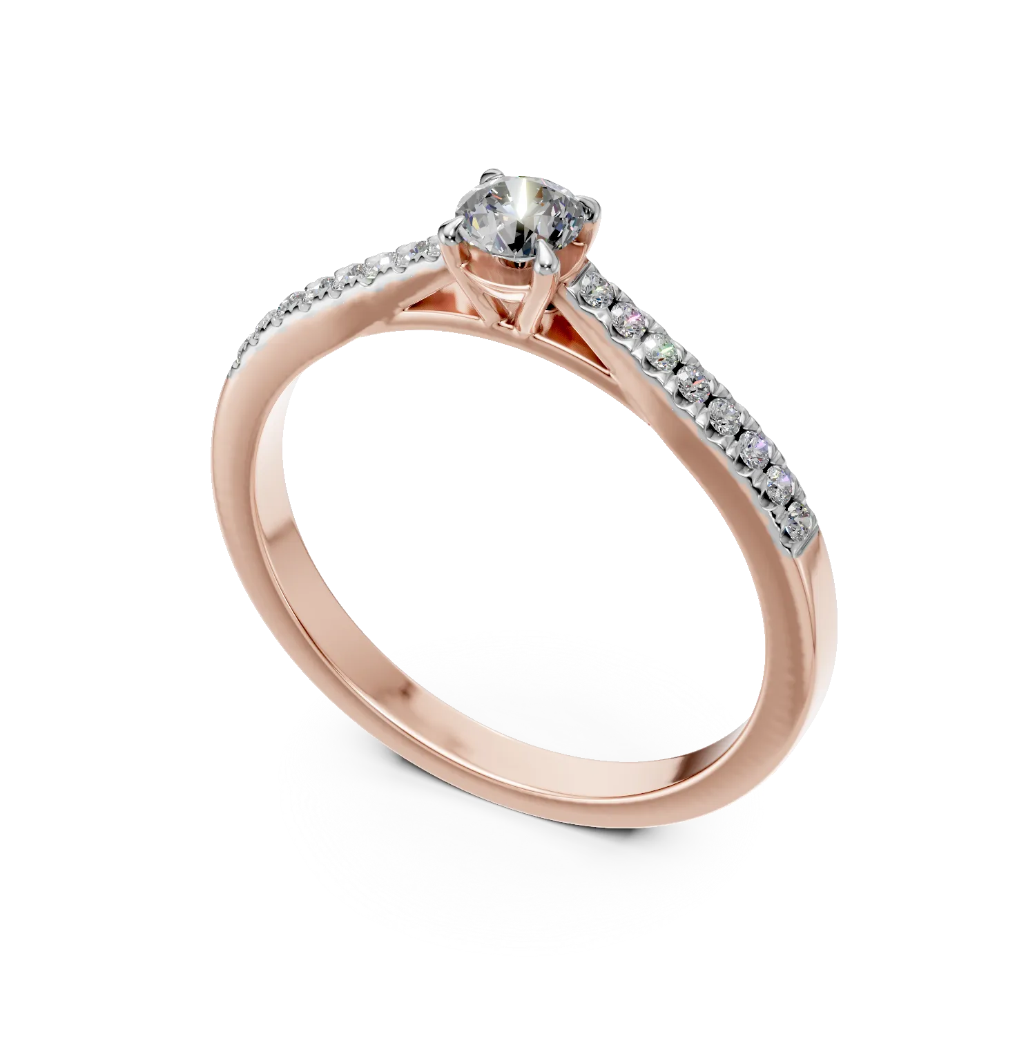 Inel de logodna din aur roz cu diamante de 0.2ct