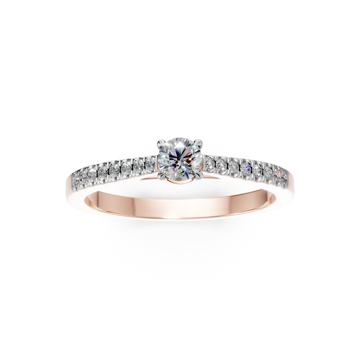 Inel de logodna din aur roz cu diamante de 0.2ct