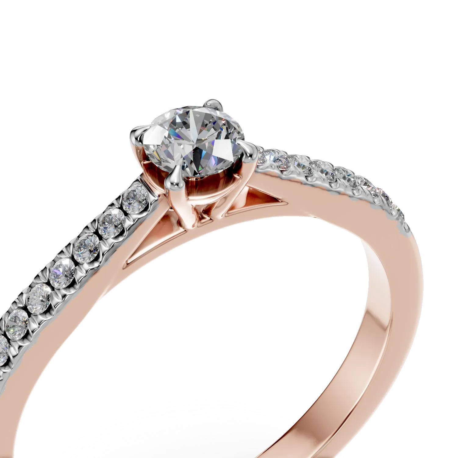 Inel de logodna din aur roz cu diamante de 0.2ct