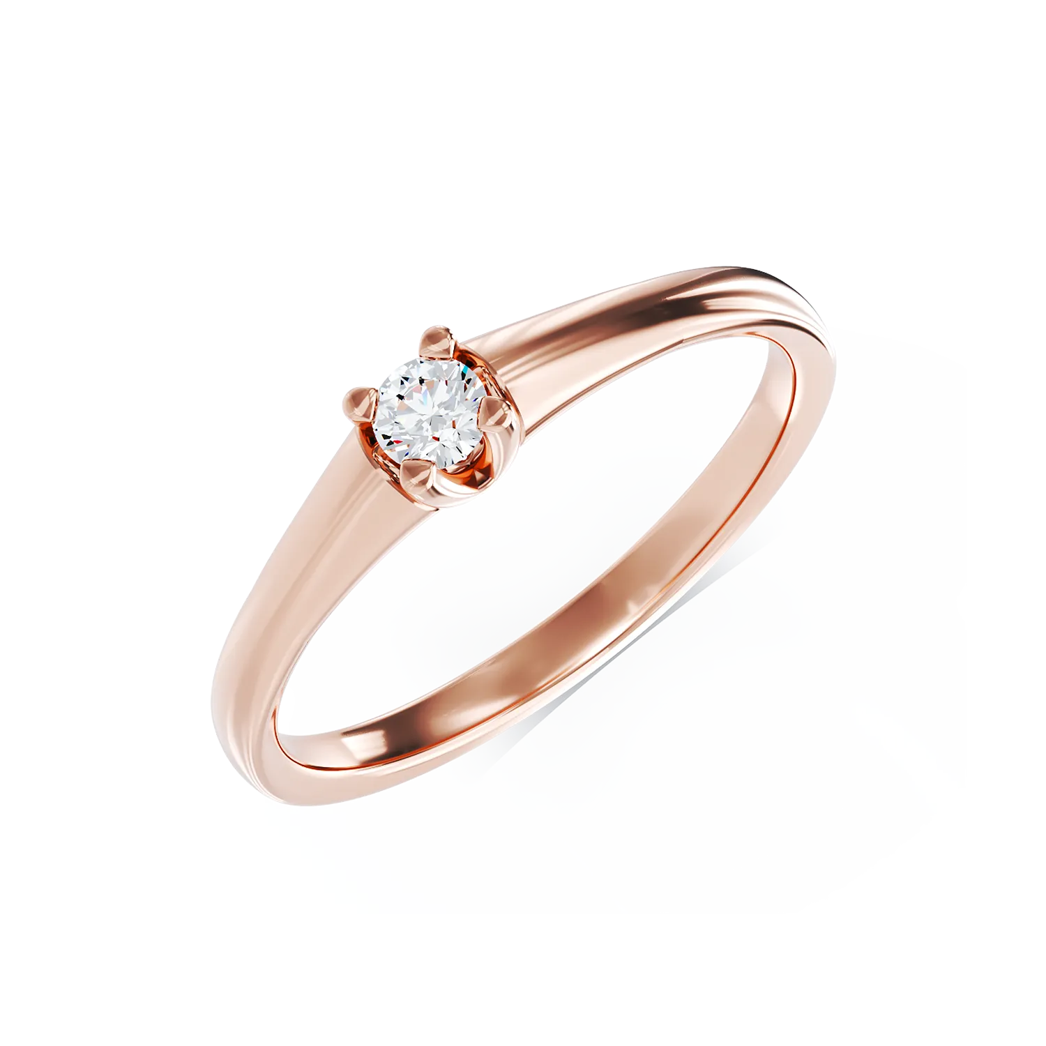 18K rózsaszín arany eljegyzési gyűrű 0.145ct szoliter gyémánttal