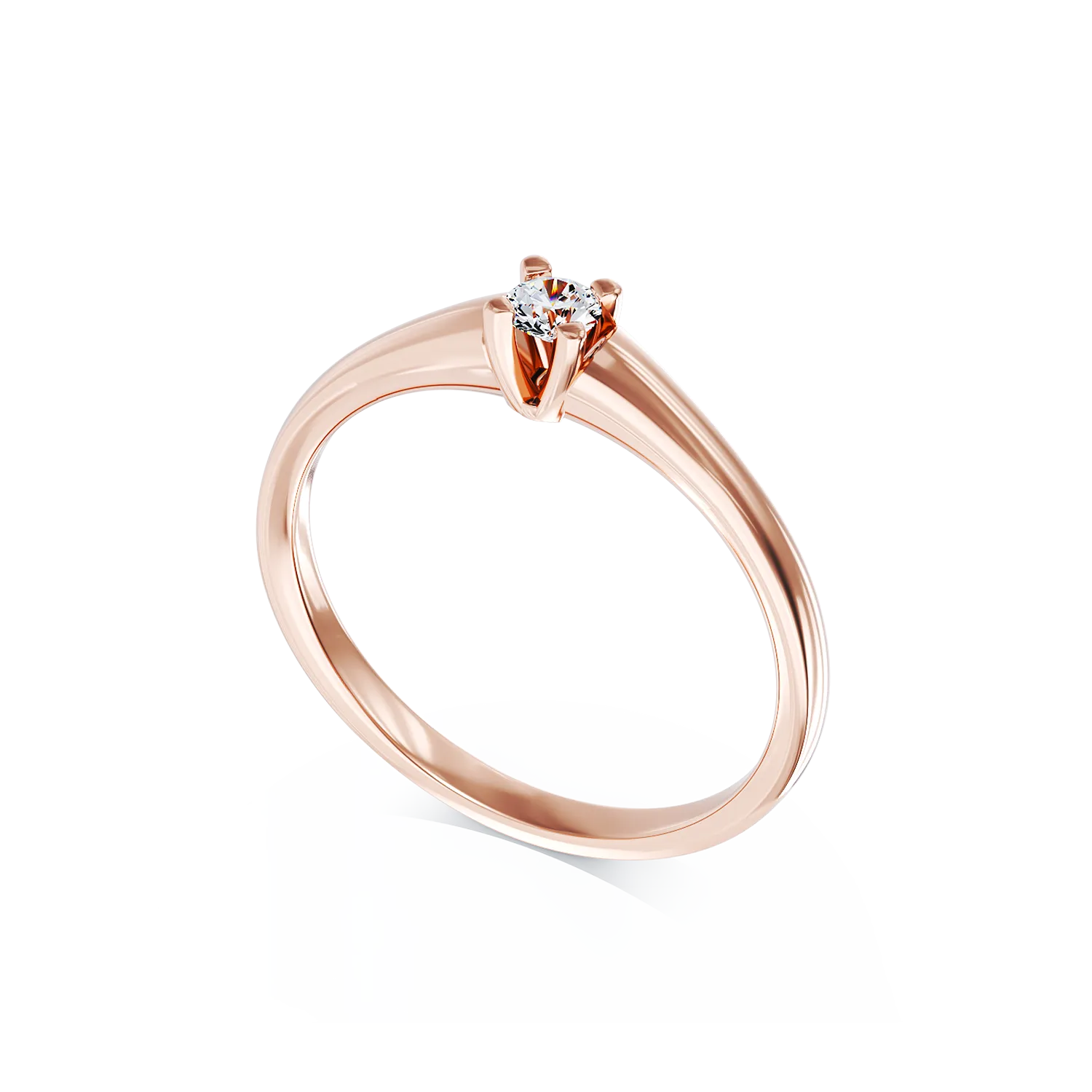 Inel de logodna din aur roz de 18K cu diamant de 0.145ct