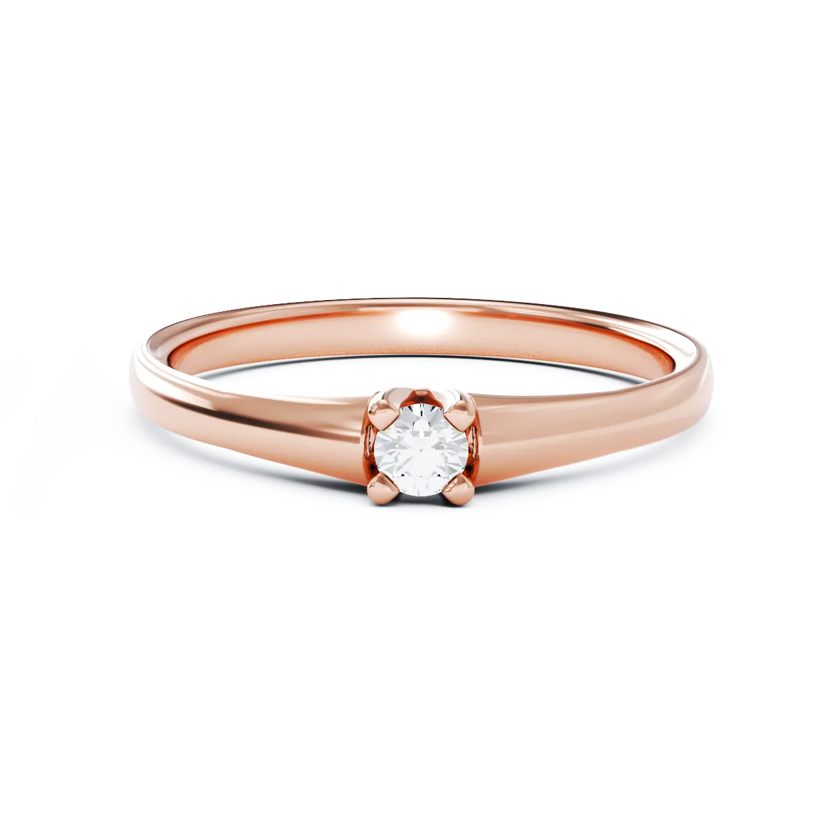 Inel de logodna din aur roz de 18K cu diamant de 0.145ct