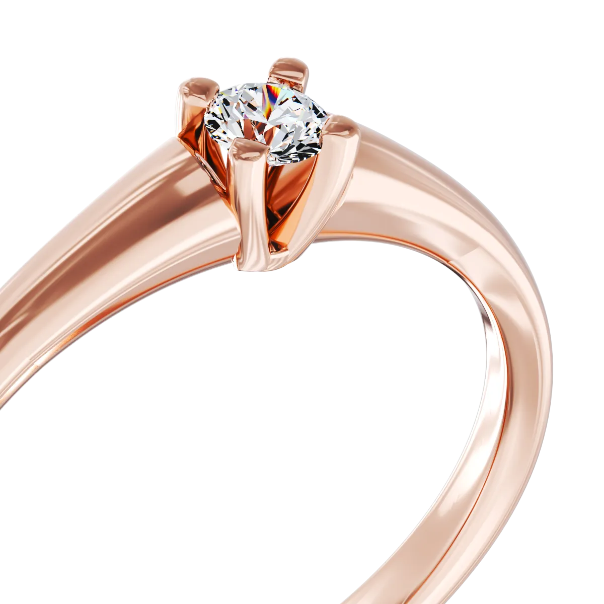 Inel de logodna din aur roz de 18K cu diamant de 0.145ct