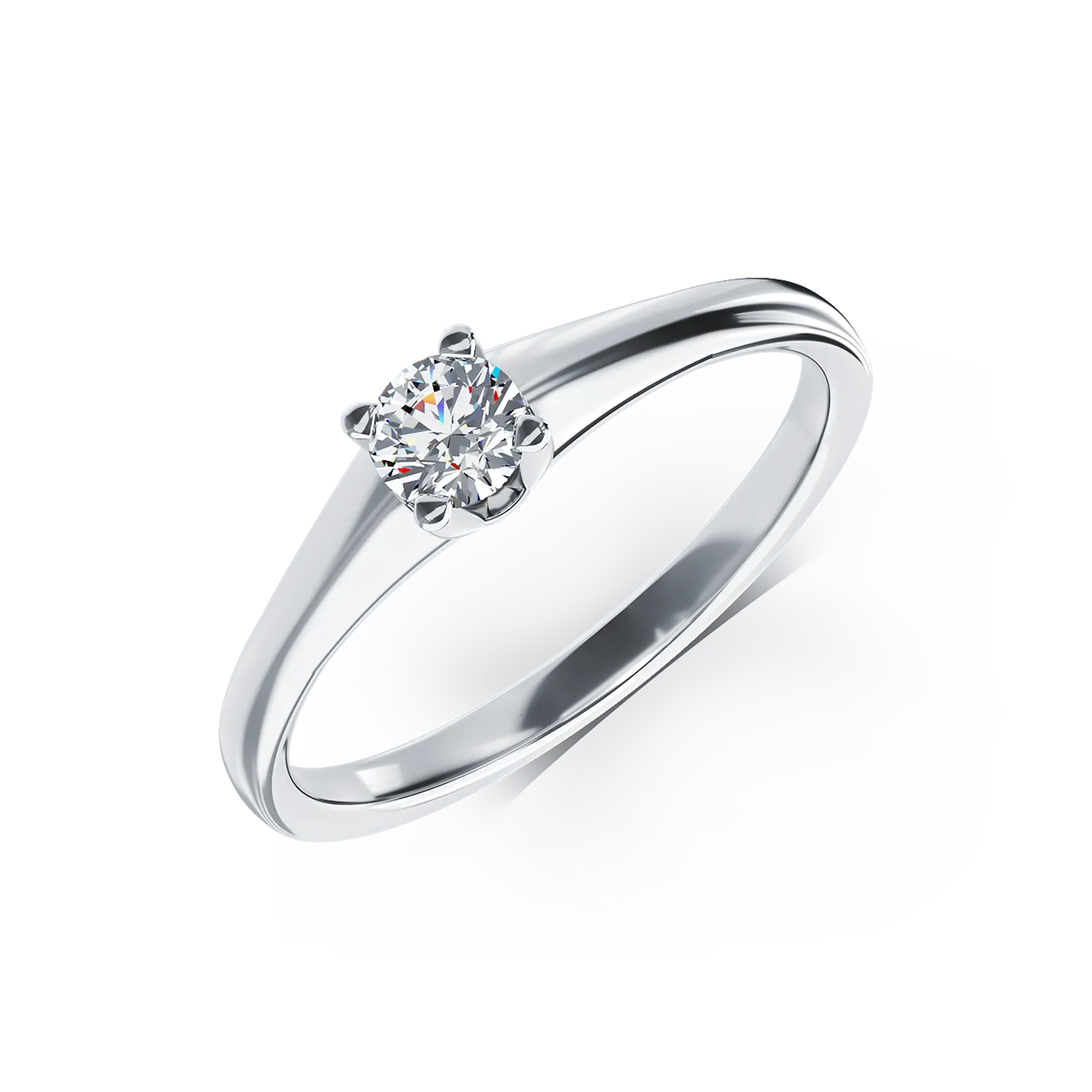 Inel de logodna din aur alb de 18K cu un diamant solitaire de 0.15ct