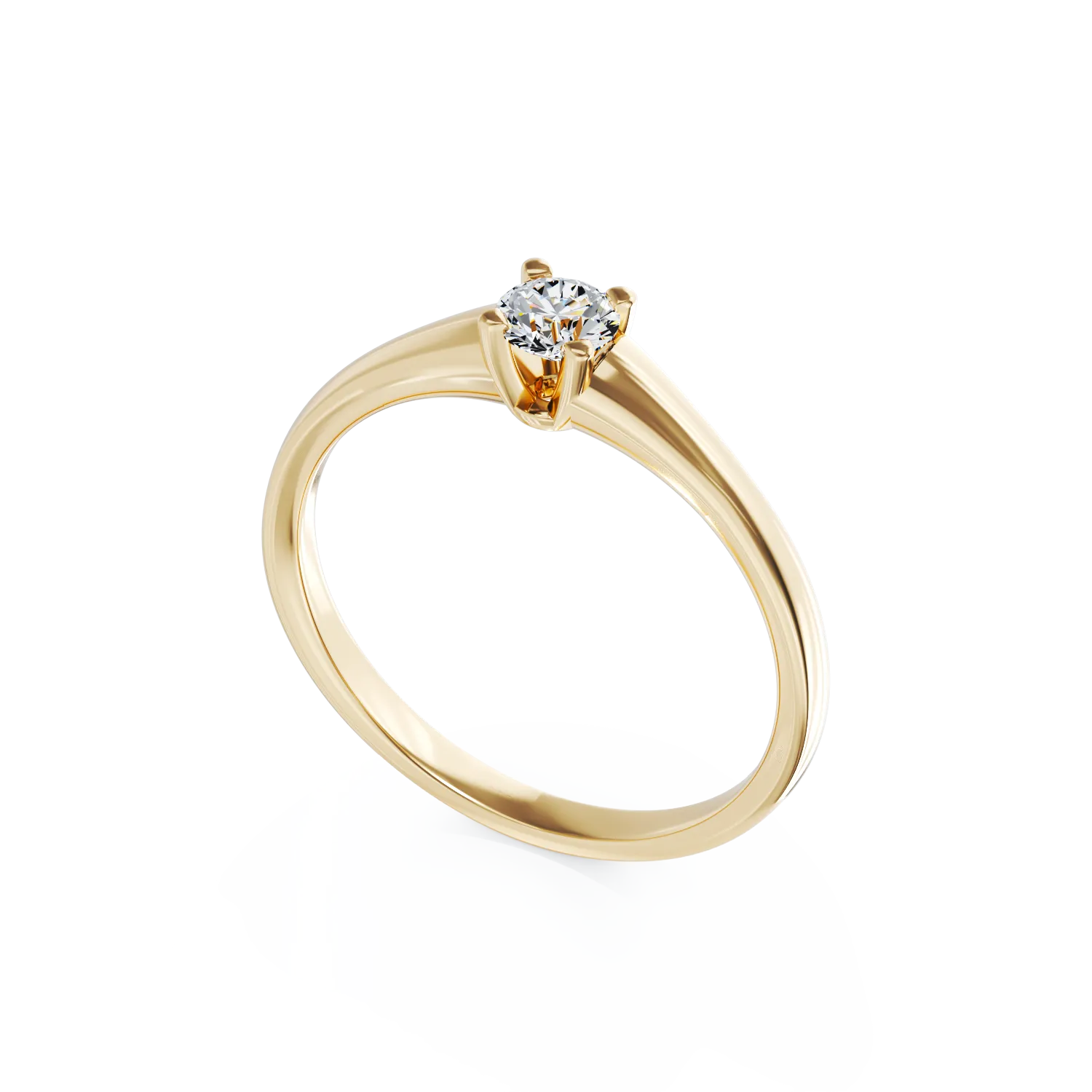 Inel de logodna din aur galben de 18K cu un diamant solitaire de 0.145ct