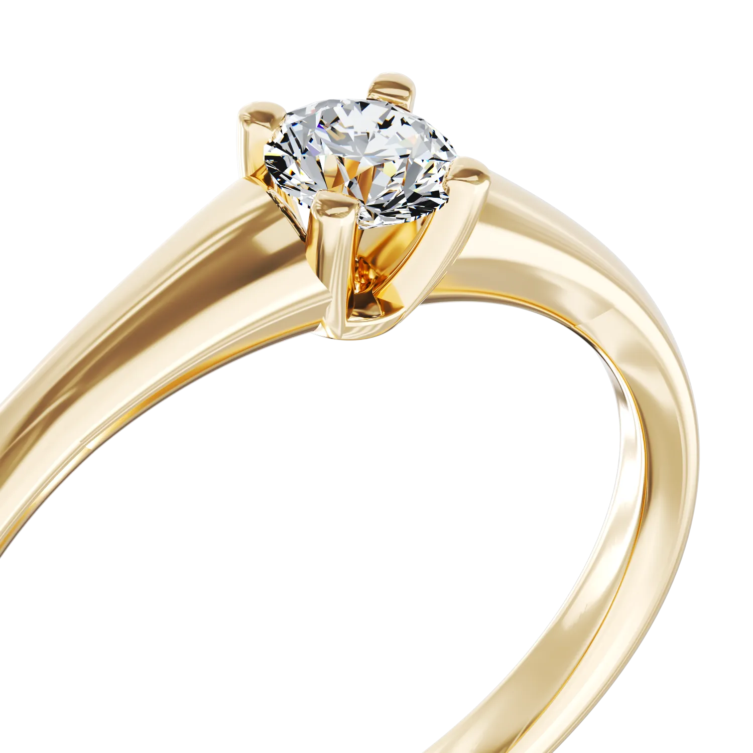 Inel de logodna din aur galben de 18K cu un diamant solitaire de 0.145ct