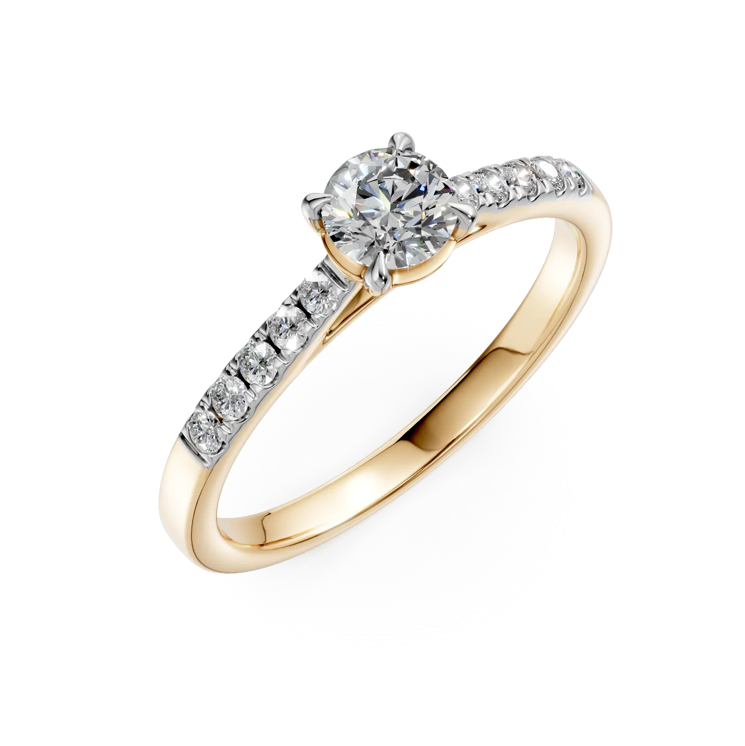 18K yellow gold engagement ring with 0.4ct diamond and 0.13ct diamonds