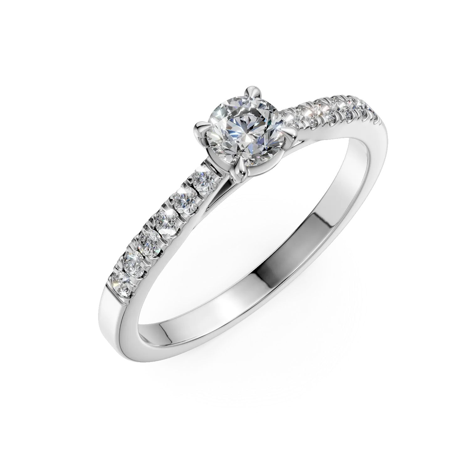 Teilor Inel de logodna din aur alb cu diamant de 0.3ct si diamante de 0.1ct