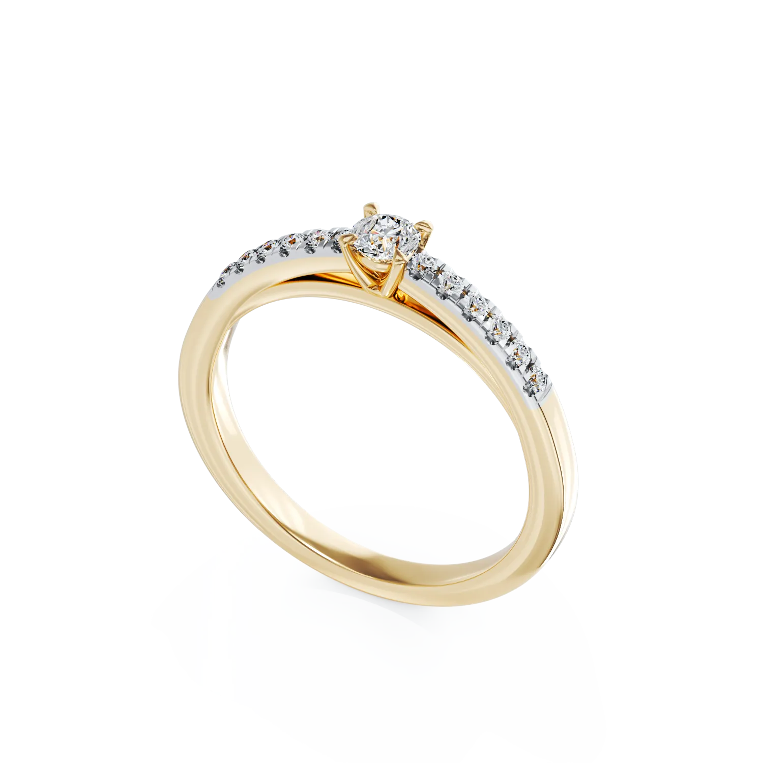 18K yellow gold engagement ring with 0.31ct diamond and 0.13ct diamonds