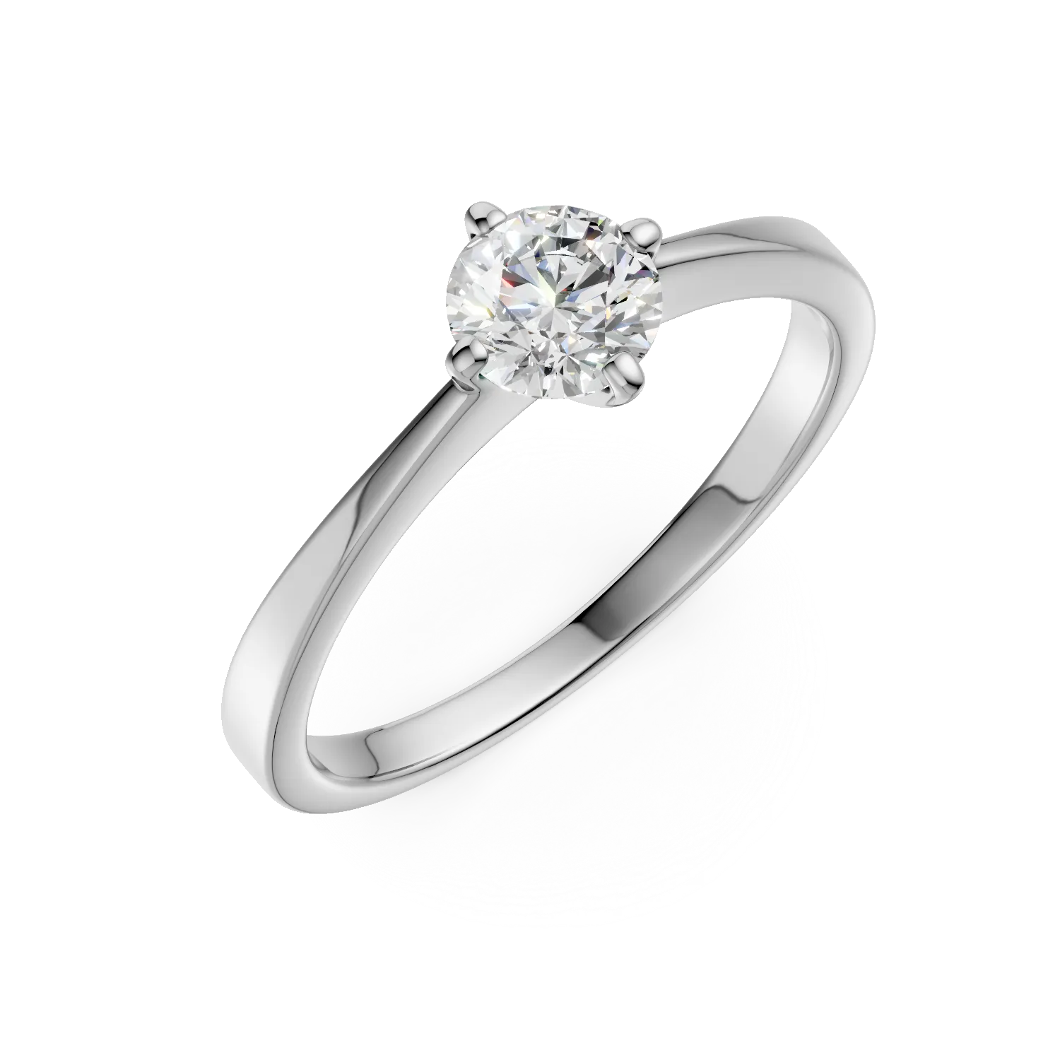 Inel de logodna din aur alb de 18K cu un diamant solitaire de 0.5ct