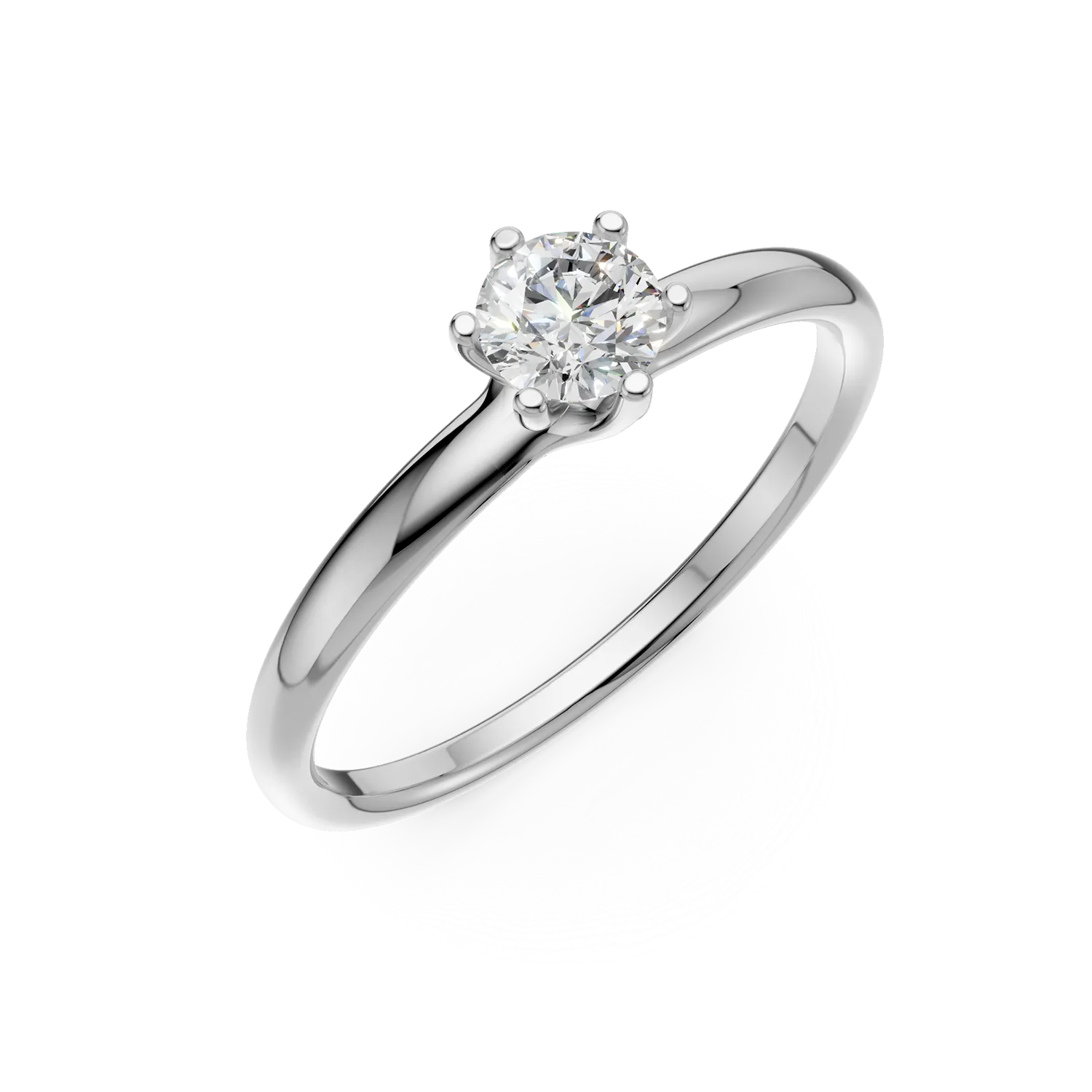 Inel de logodna din aur alb cu un diamant solitaire de 0.4ct