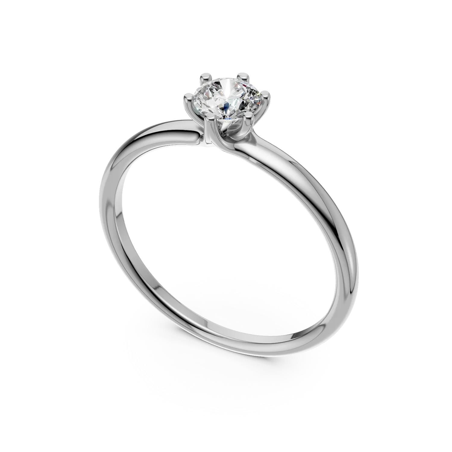 Inel de logodna din aur alb de 18K cu un diamant solitaire de 0.4ct