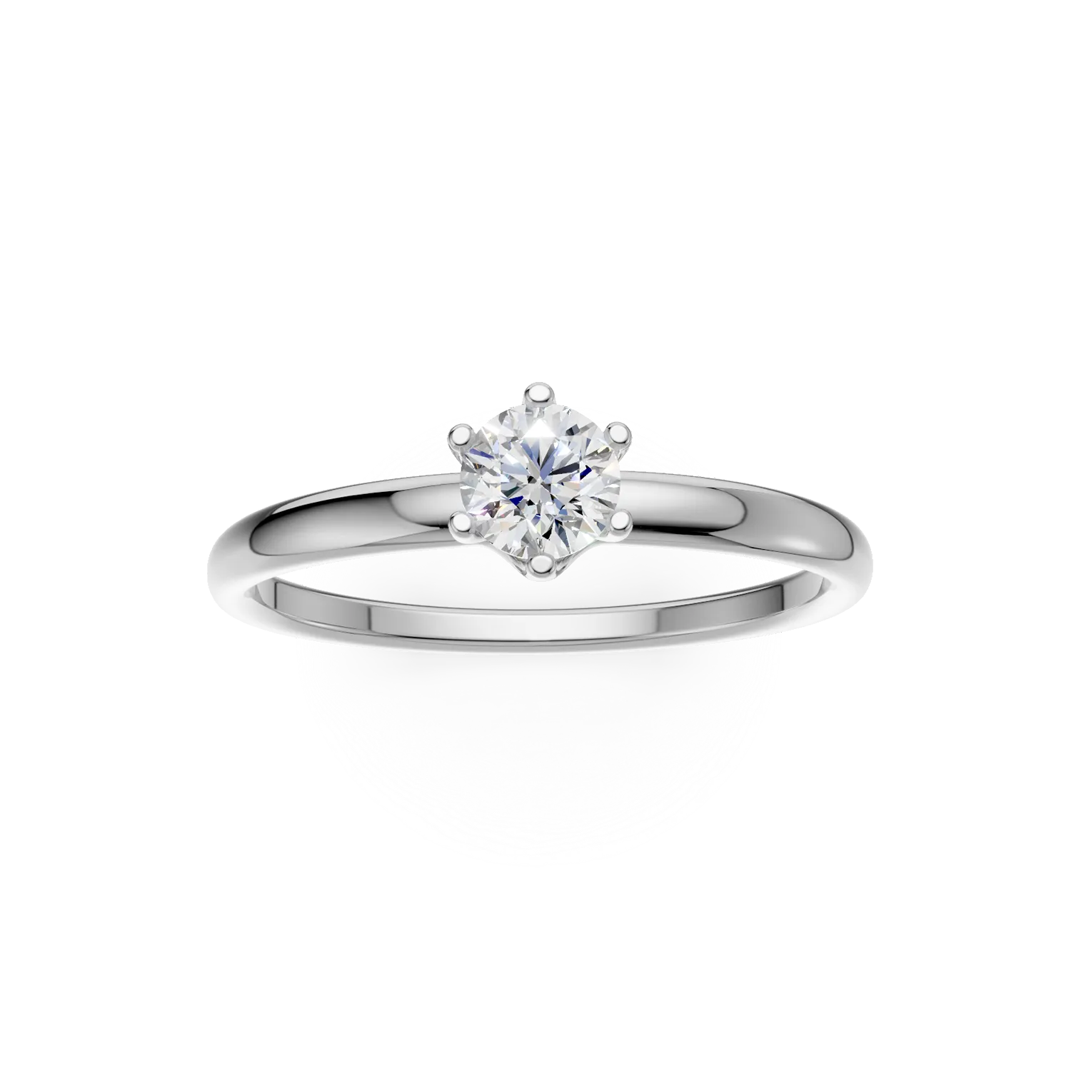 Inel de logodna din aur alb de 18K cu un diamant solitaire de 0.4ct