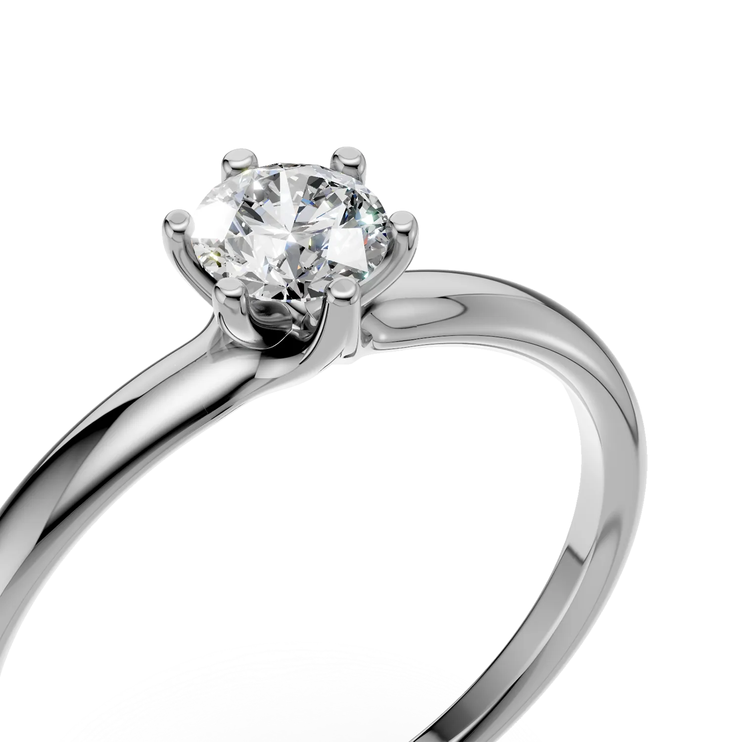 Inel de logodna din aur alb de 18K cu un diamant solitaire de 0.4ct