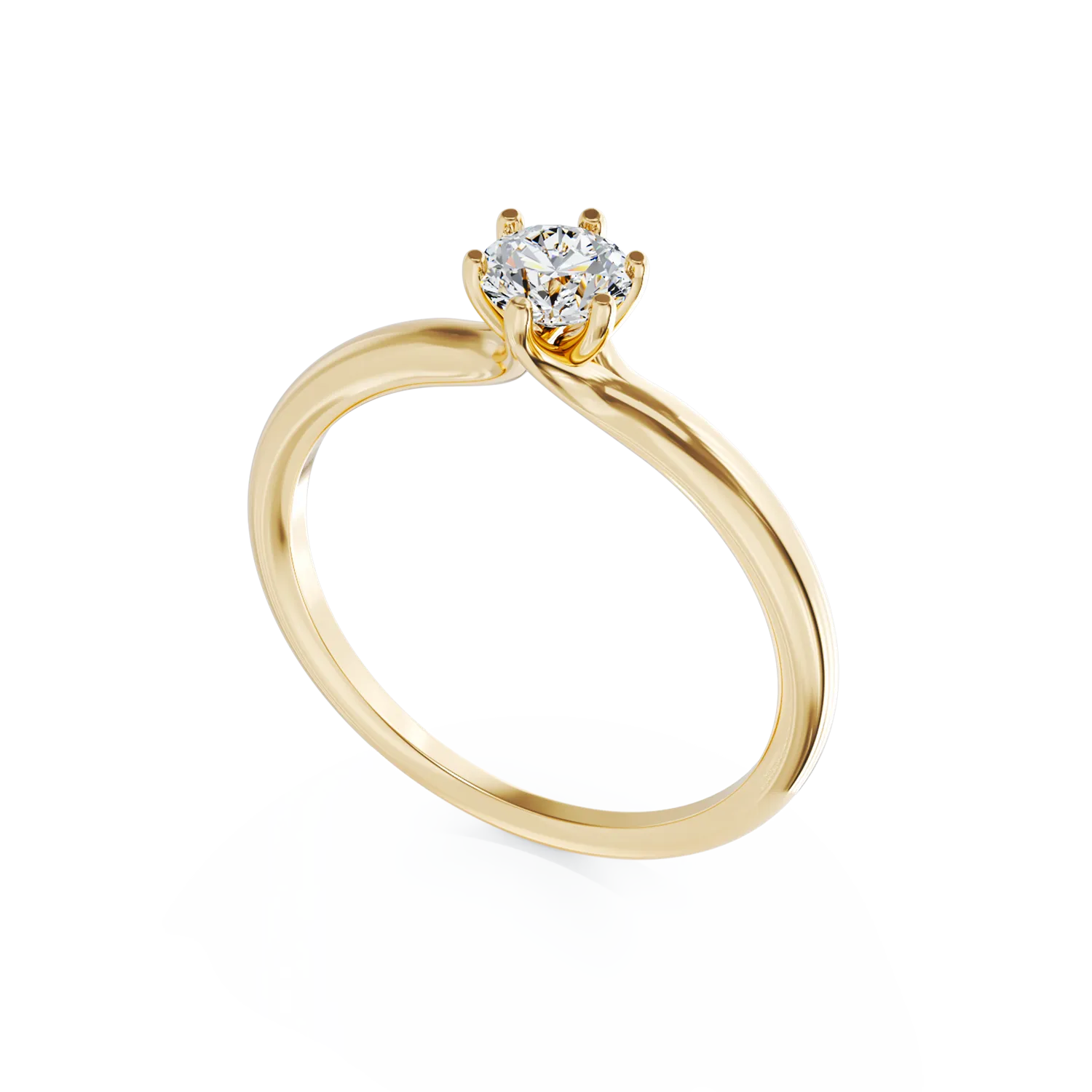 18K yellow gold engagement ring with a 0.3ct solitaire diamond
