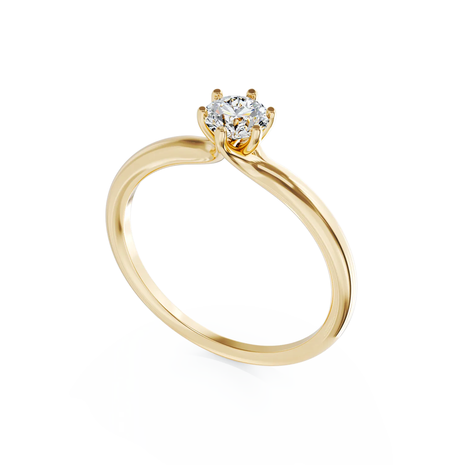 18k yellow gold engagement ring with 0.3ct diamond