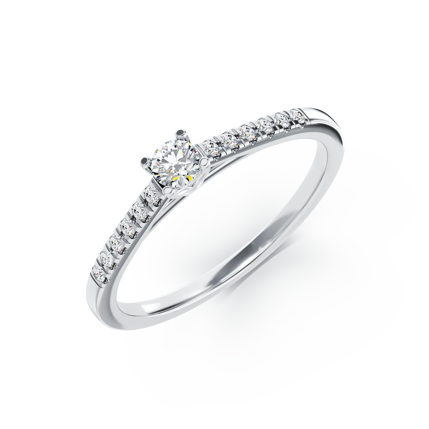 18K white gold engagement ring with 0.24ct diamond and 0.125ct diamonds