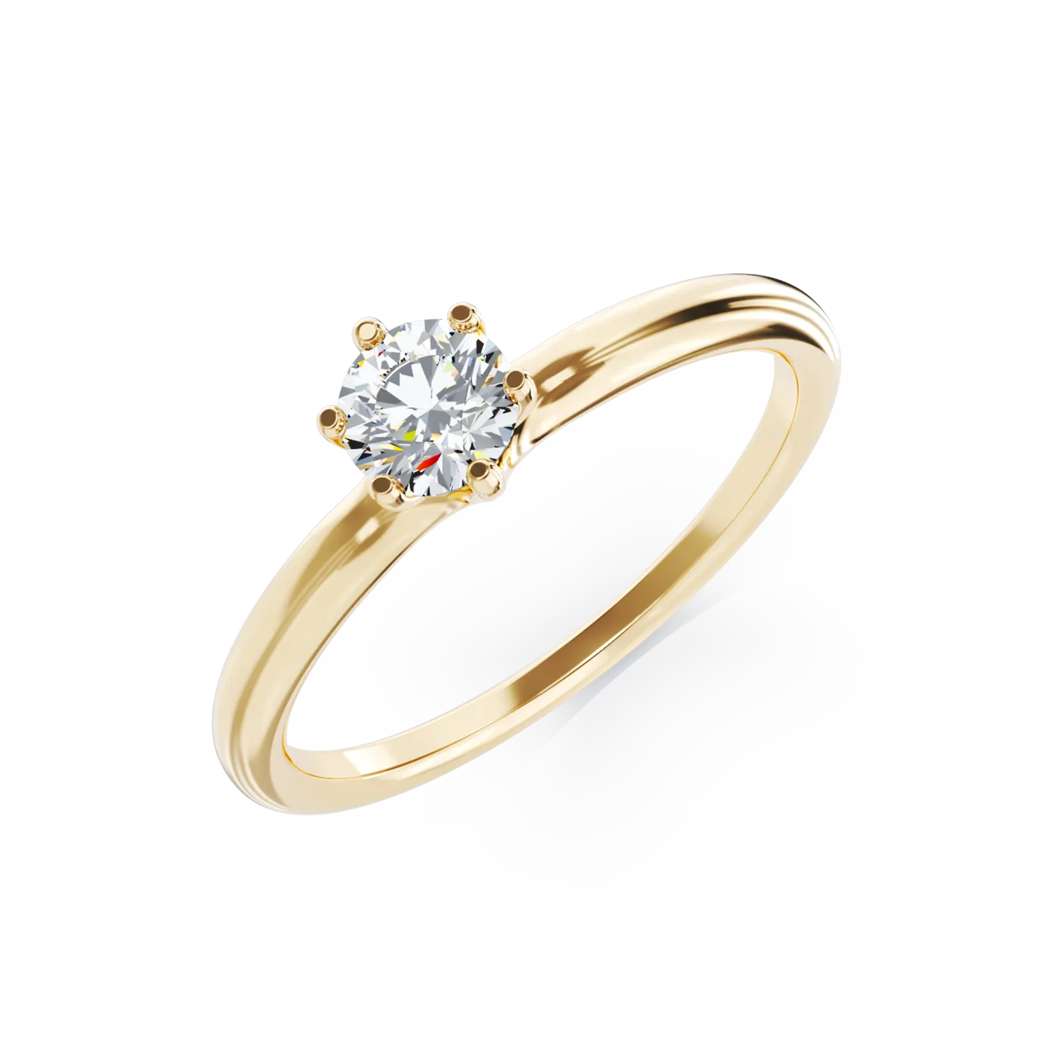 Годежен пръстен от 18K жълто злато с диамант пасианс 0.3ct