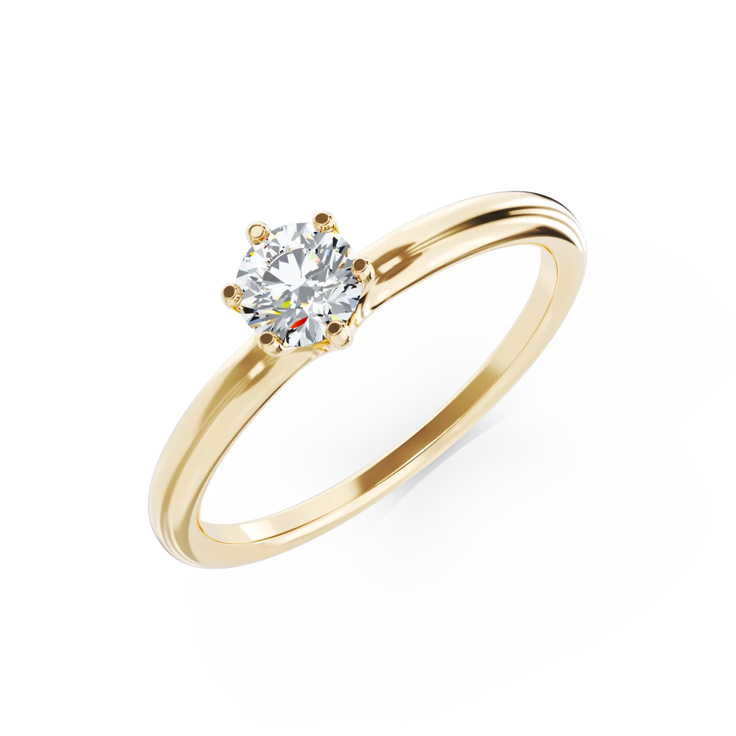 18K yellow gold engagement ring with a 0.3ct solitaire diamond