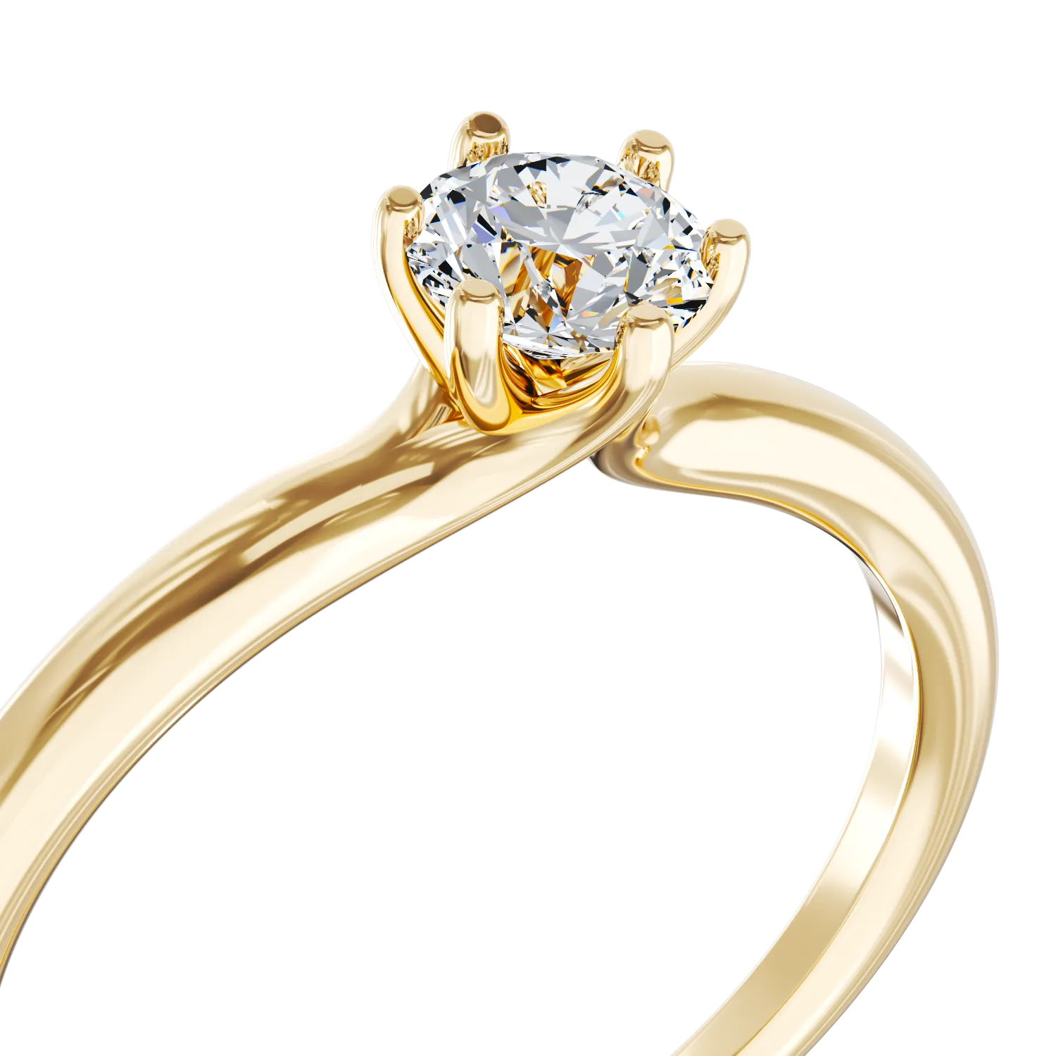 Pierścionek zaręczynowy z żółtego 18K złota z 0.3ct diamentem w pasjansie