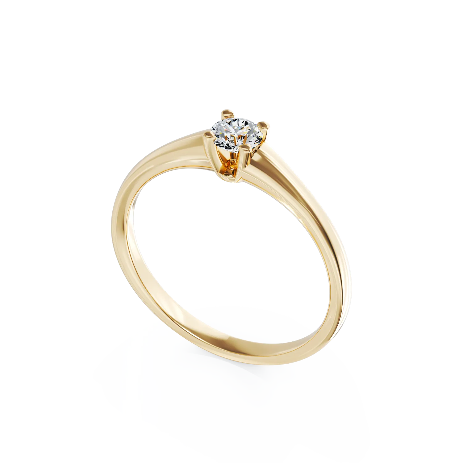 Inel de logodna din aur galben de 18K cu un diamant solitaire de 0.19ct