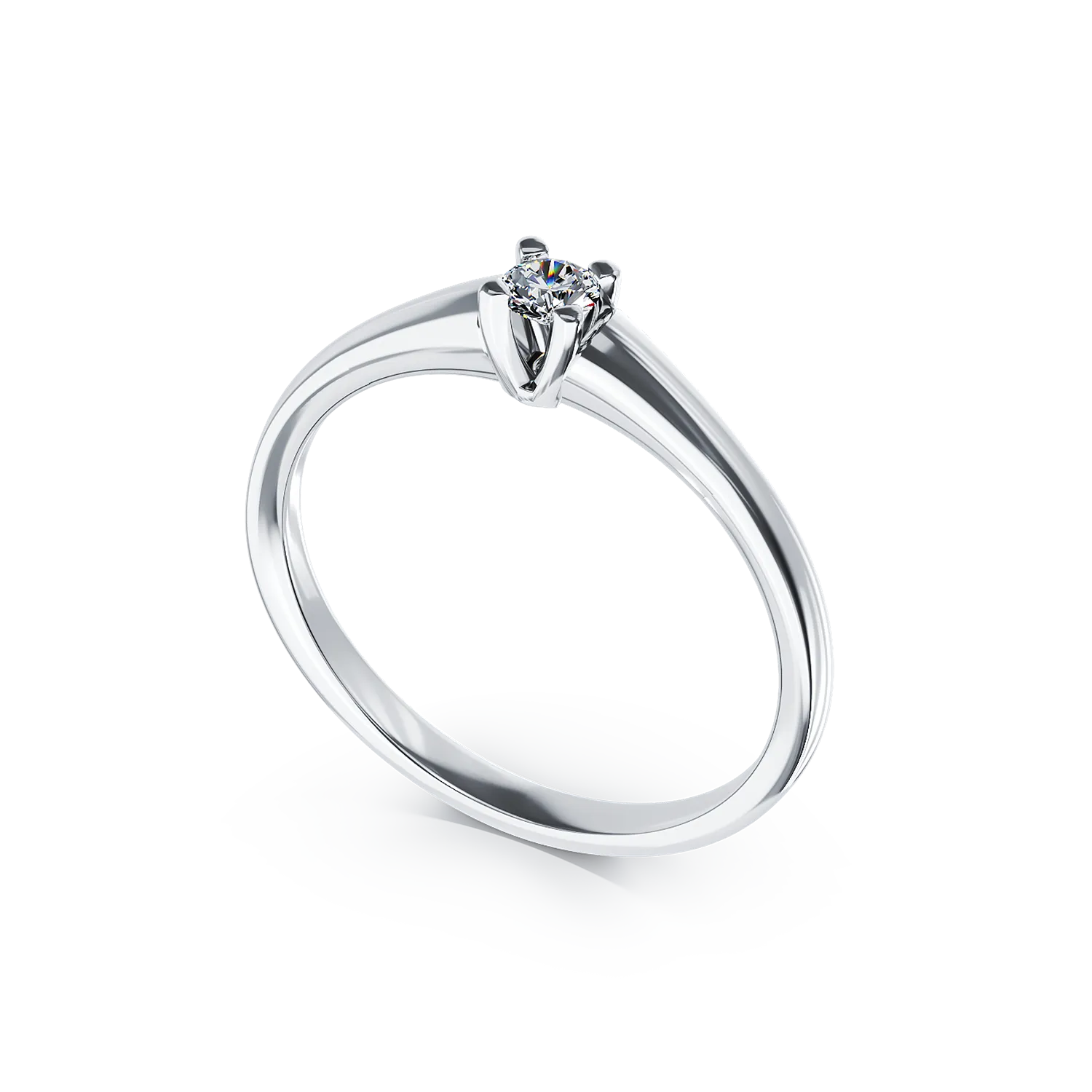 Inel de logodna din aur alb de 18K cu un diamant solitaire de 0.1ct