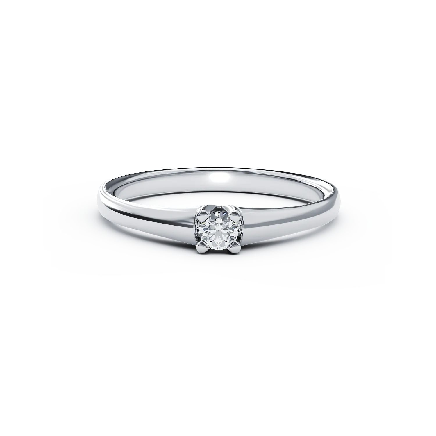 Inel de logodna din aur alb de 18K cu un diamant solitaire de 0.1ct
