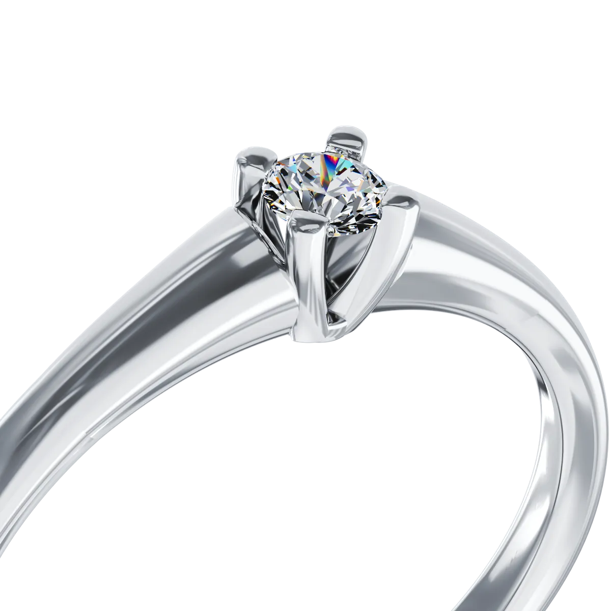 Inel de logodna din aur alb de 18K cu un diamant solitaire de 0.1ct