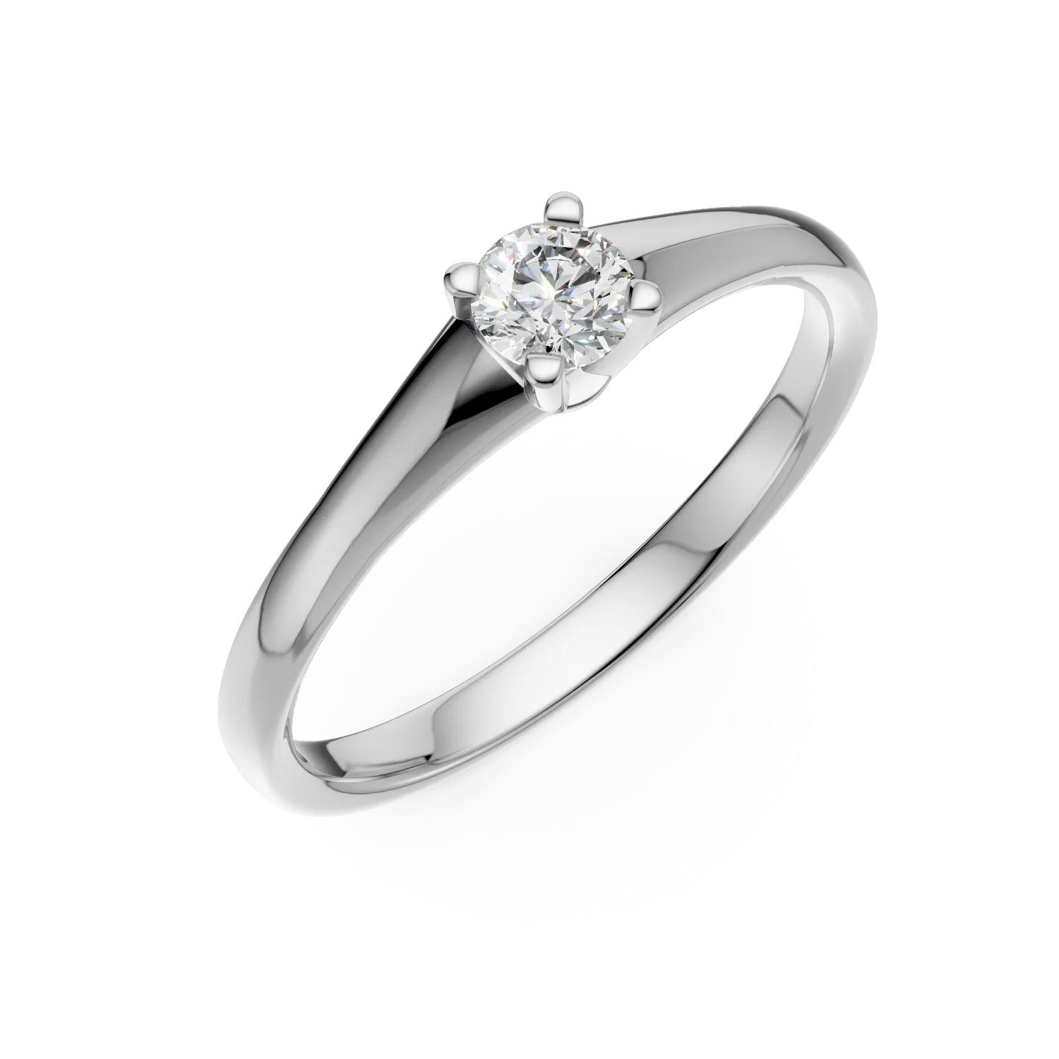Inel de logodna din aur alb cu un diamant solitaire de 0.1ct
