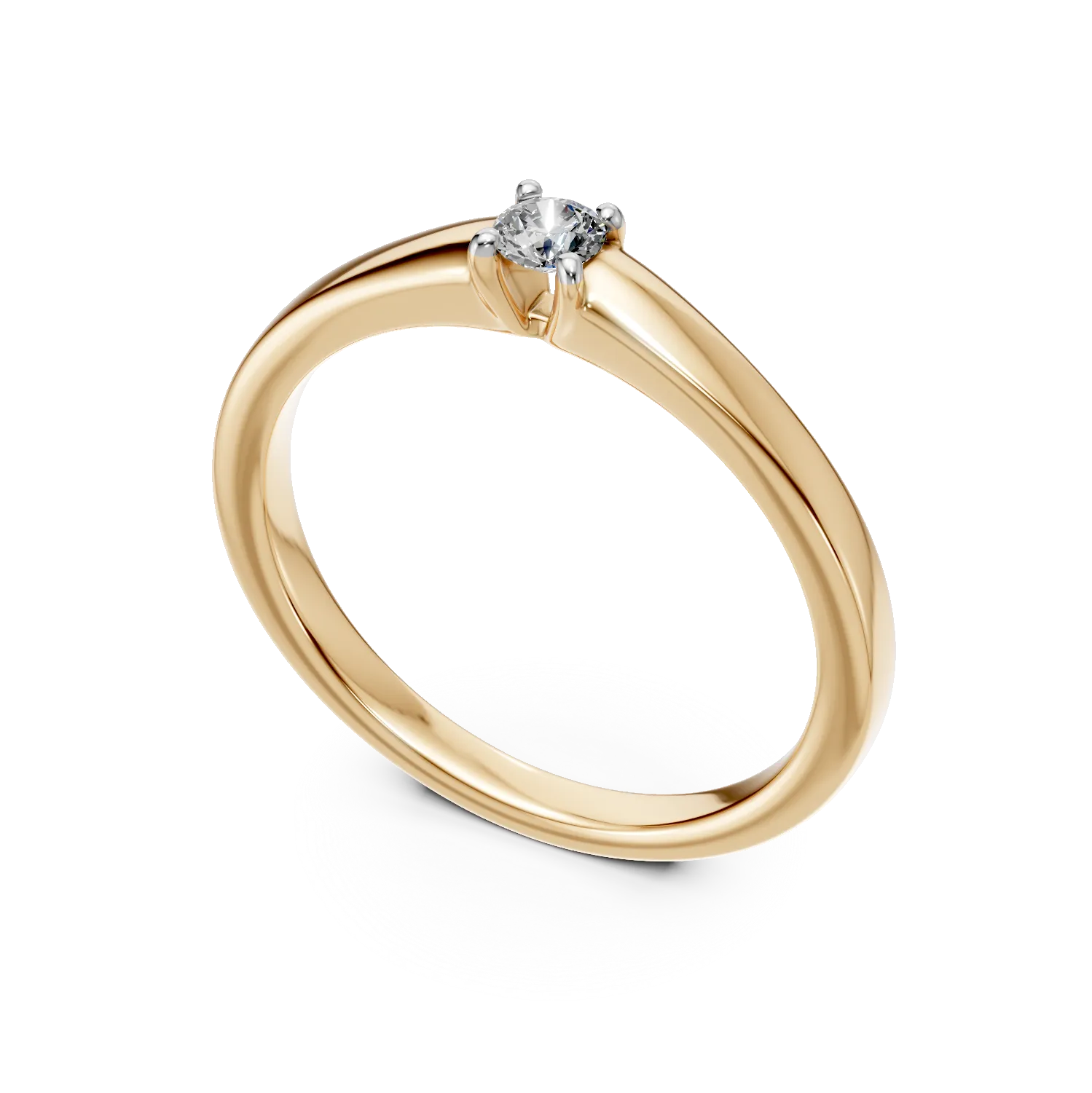 18K yellow gold engagement ring with a 0.1ct solitaire diamond