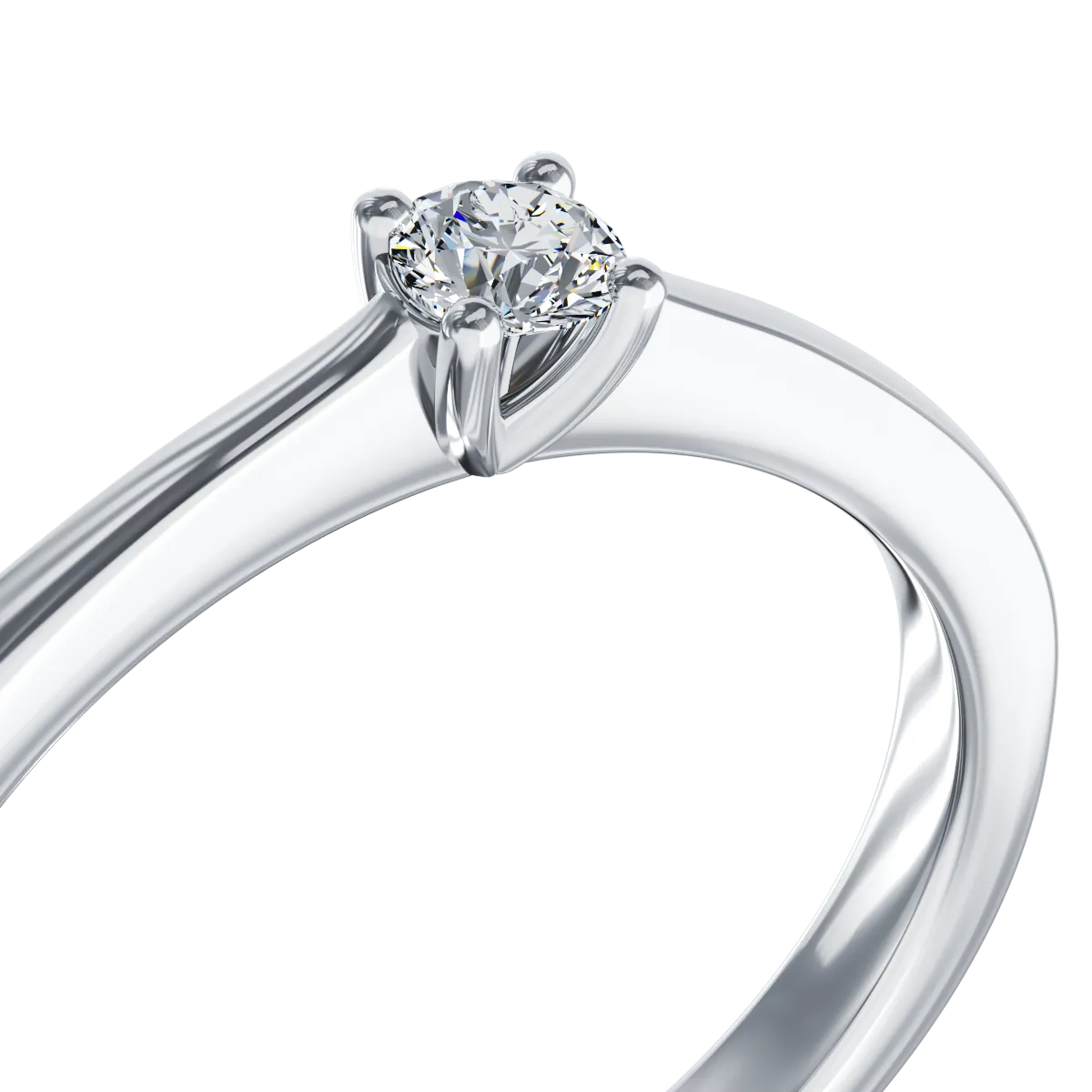 Inel de logodna din aur alb de 18K cu un diamant solitaire de 0.1ct