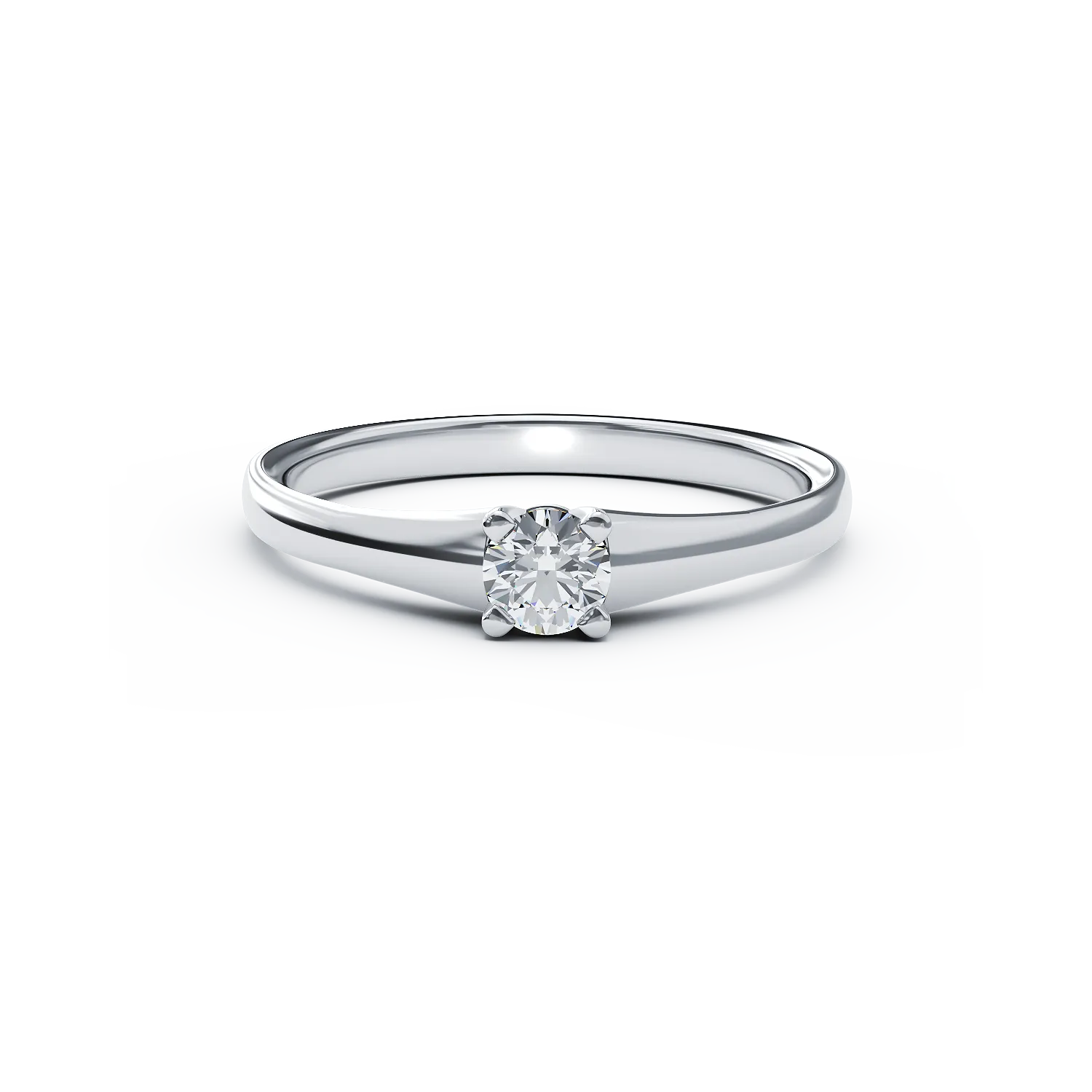 Inel de logodna din aur alb de 18K cu un diamant solitaire de 0.205ct