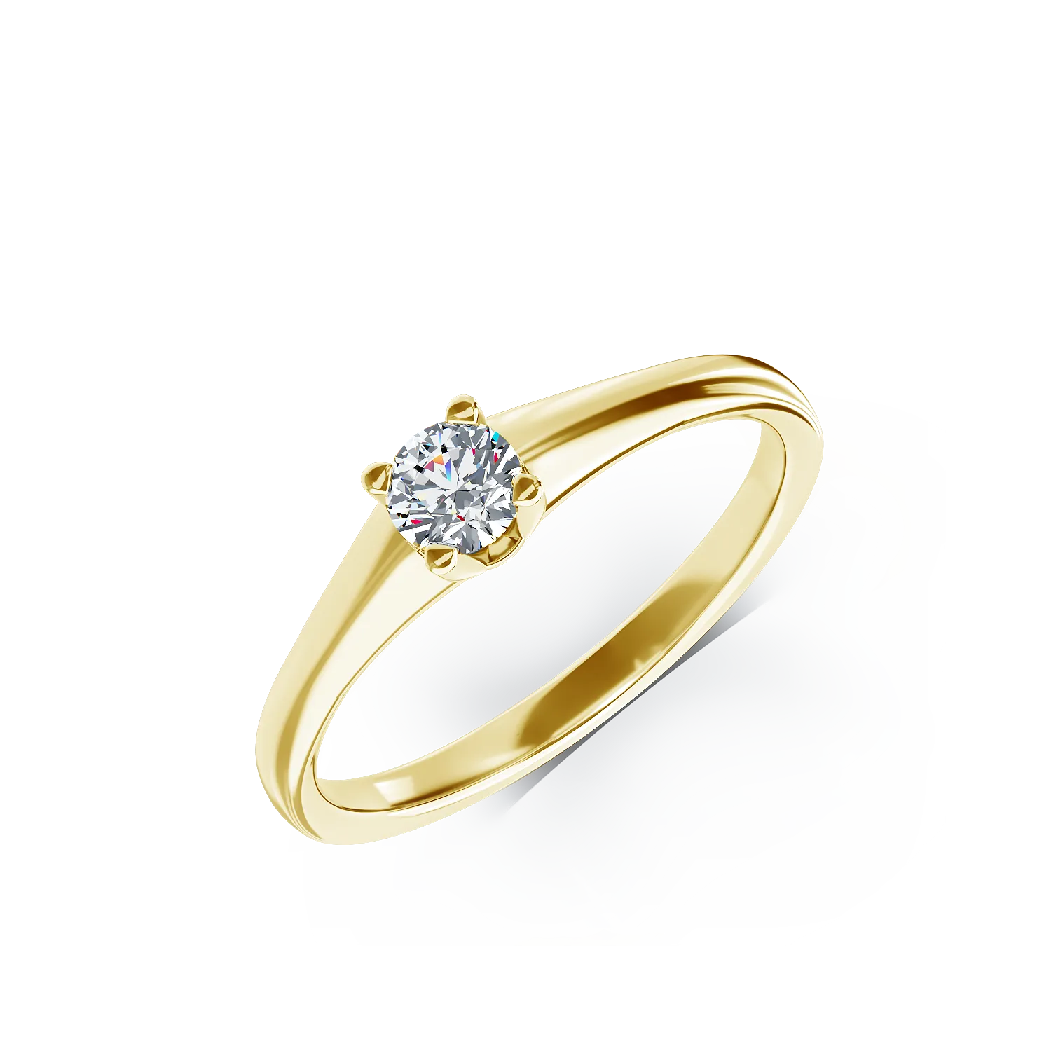 18K yellow gold engagement ring with a 0.21ct solitaire diamond