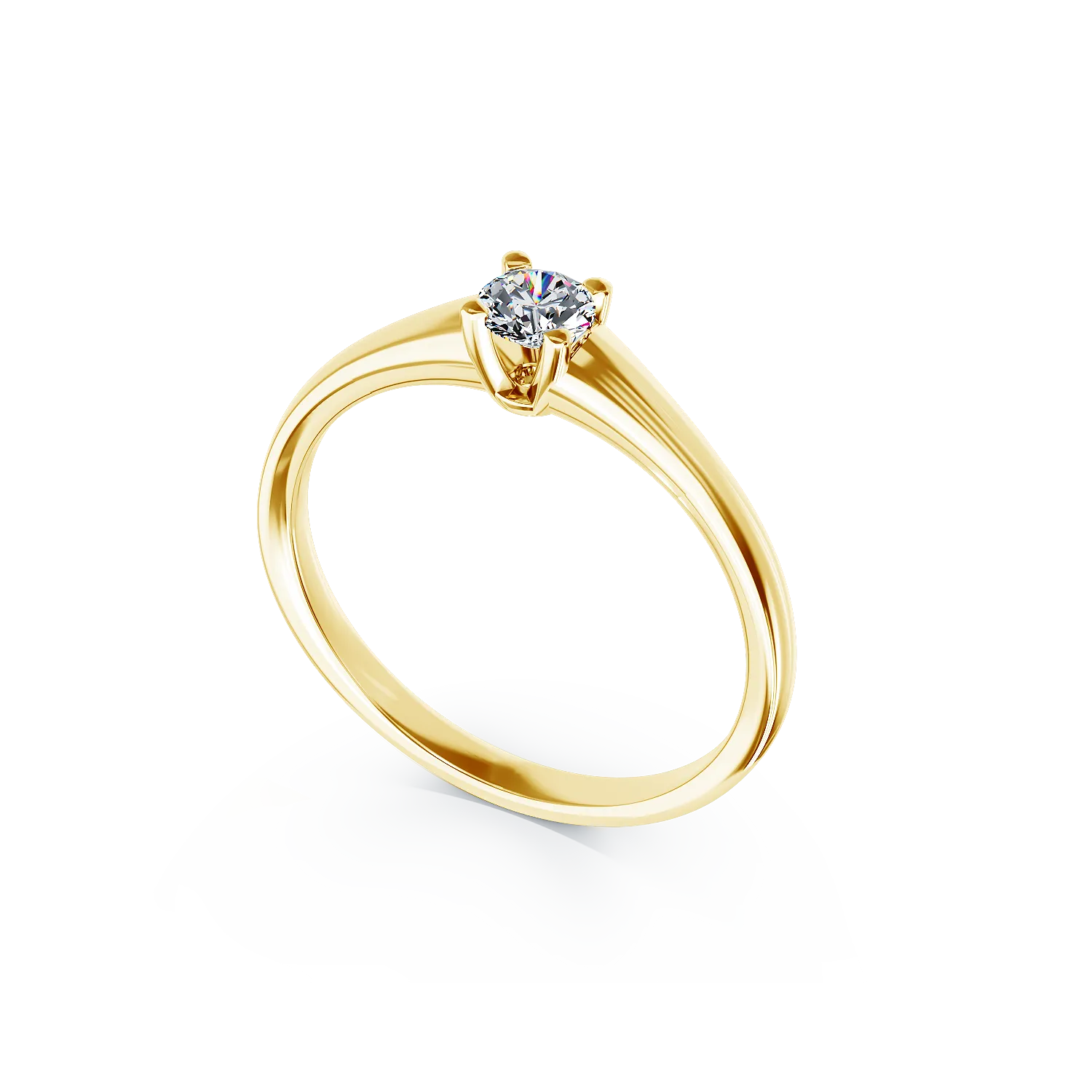 18K yellow gold engagement ring with a 0.21ct solitaire diamond