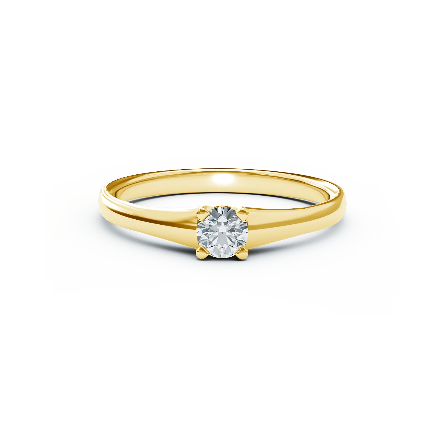 18K yellow gold engagement ring with a 0.21ct solitaire diamond