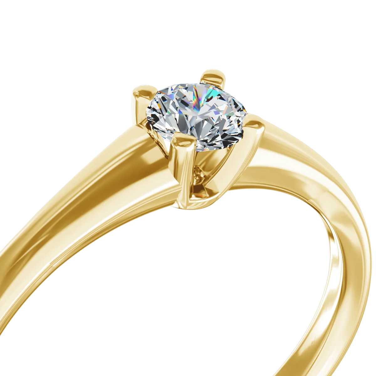 18K yellow gold engagement ring with a 0.21ct solitaire diamond