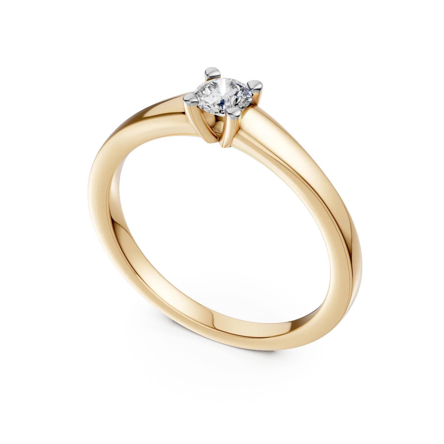 18K yellow gold engagement ring with a 0.21ct solitaire diamond